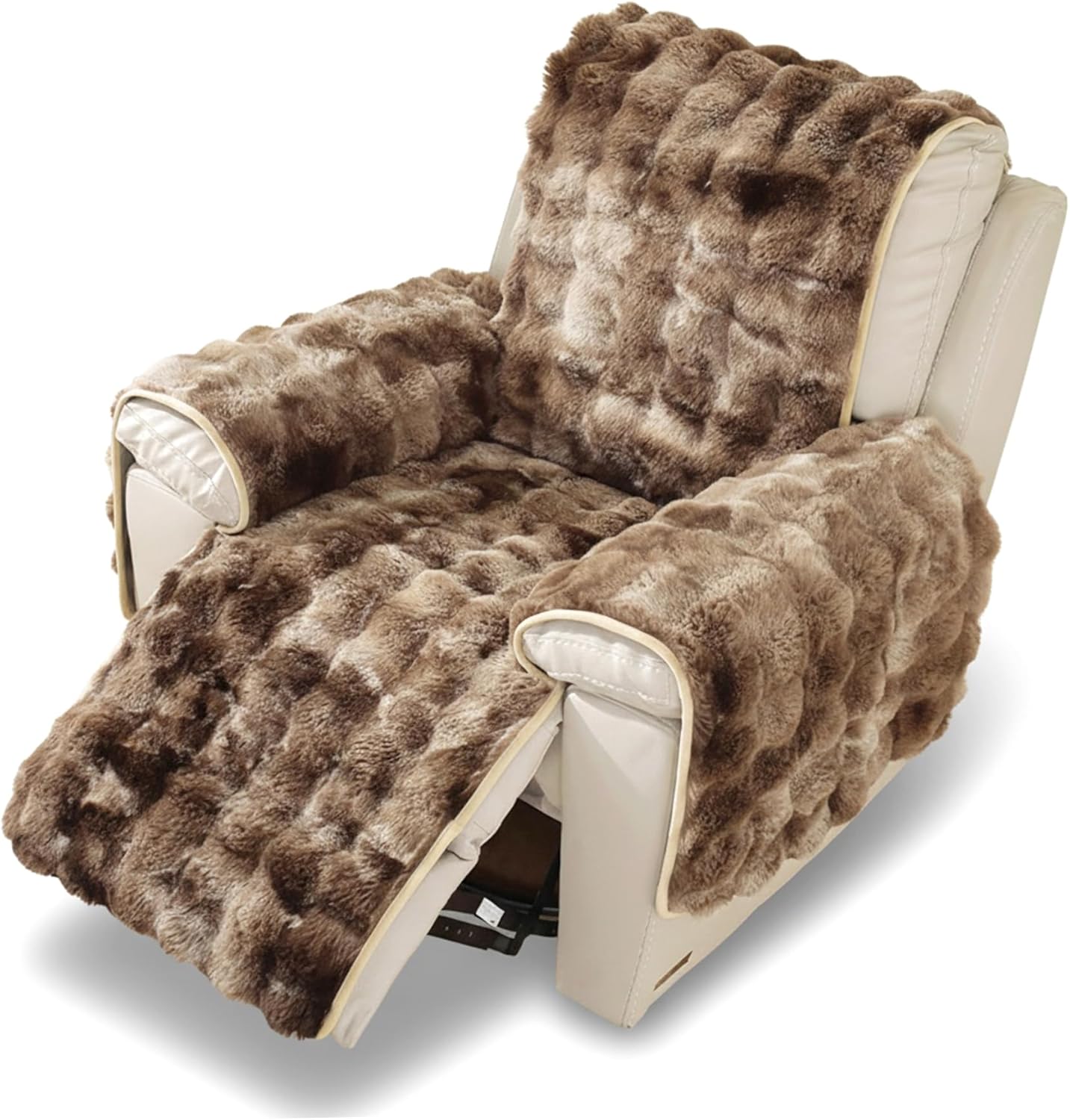 1 Set Recliner Chair Cover, Thick Rabbit Plush Recliner Cover, Soft Warm Faux Furs Couch Sofa Slipcover for Kids Dogs Pets.