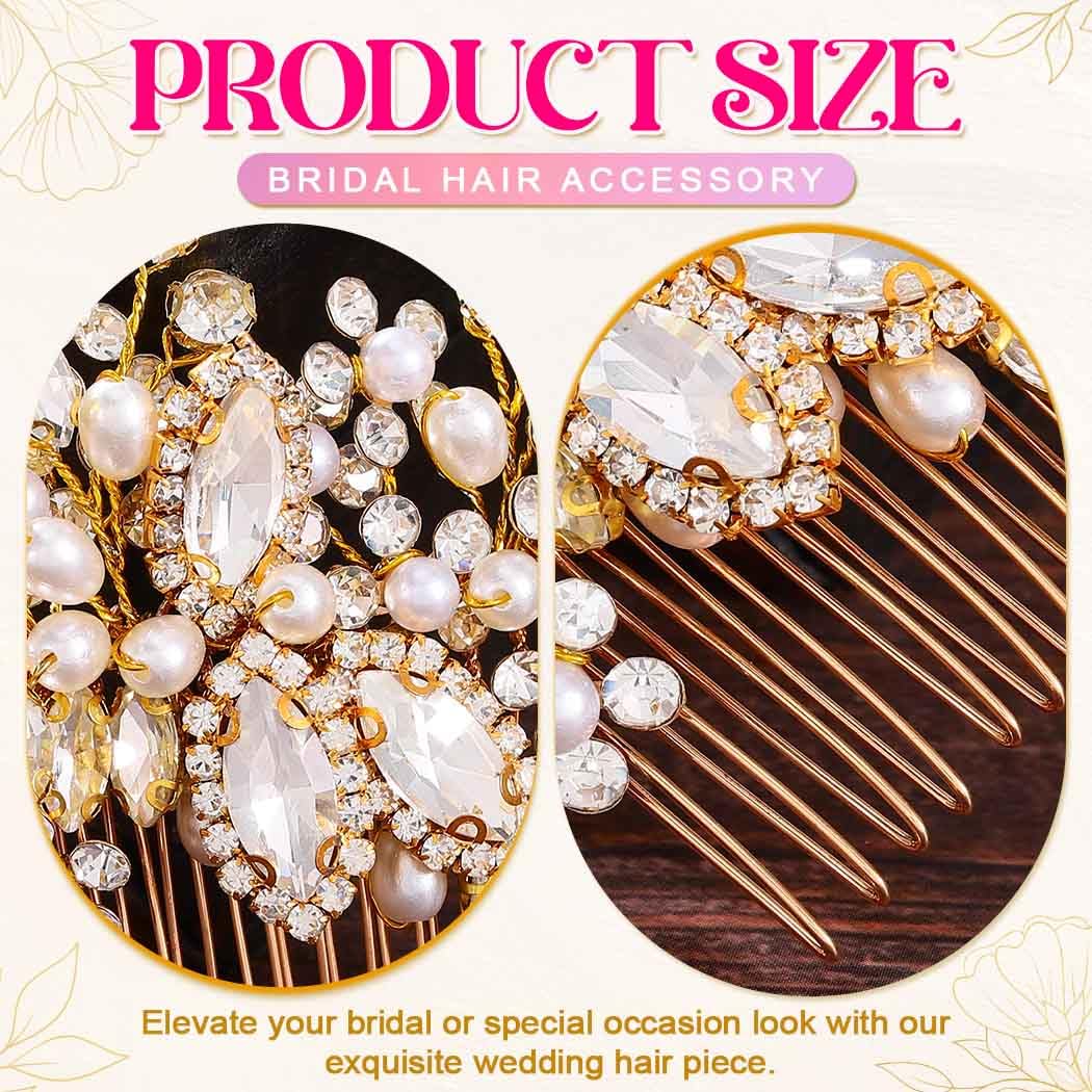 GORAIS Rhinestone Bridal Hair Comb Gold Wedding Hair Accessories Prom Hair Pieces for Brides and Women - Image 5