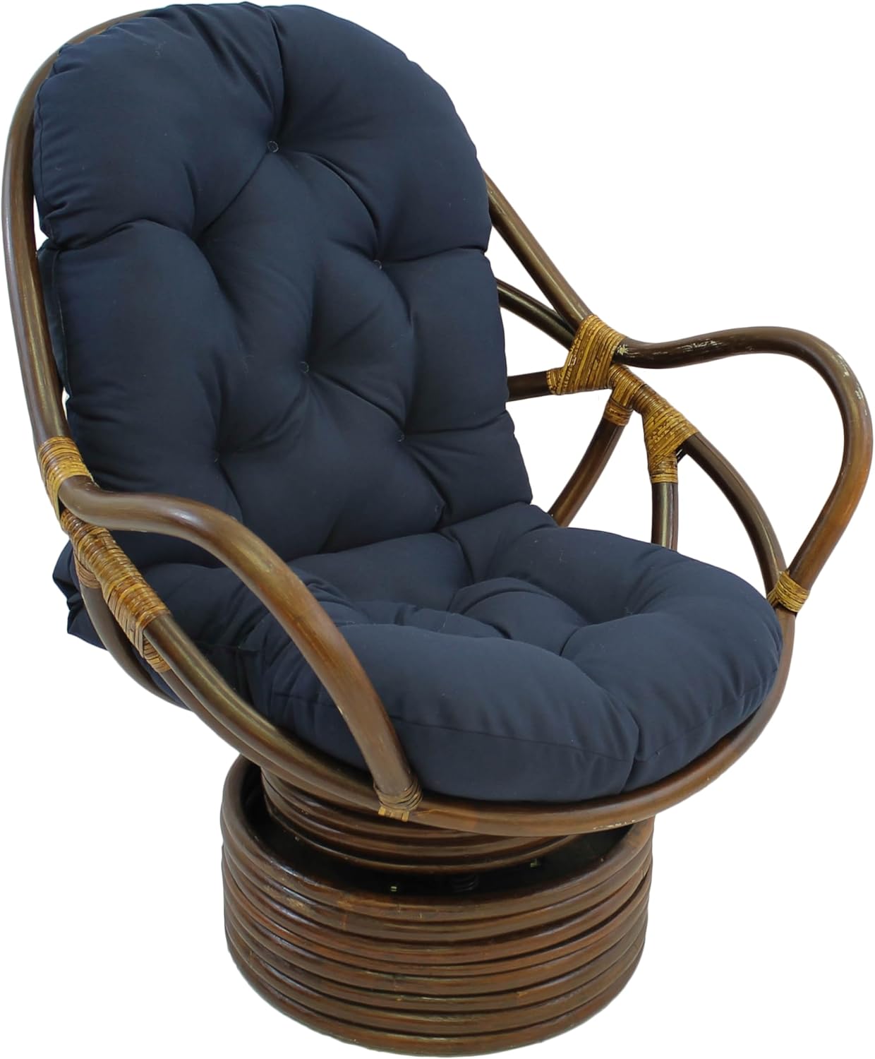 Blazing Needles Solid Twill Swivel Rocker Chair Cushion, 48" x 24", Navy