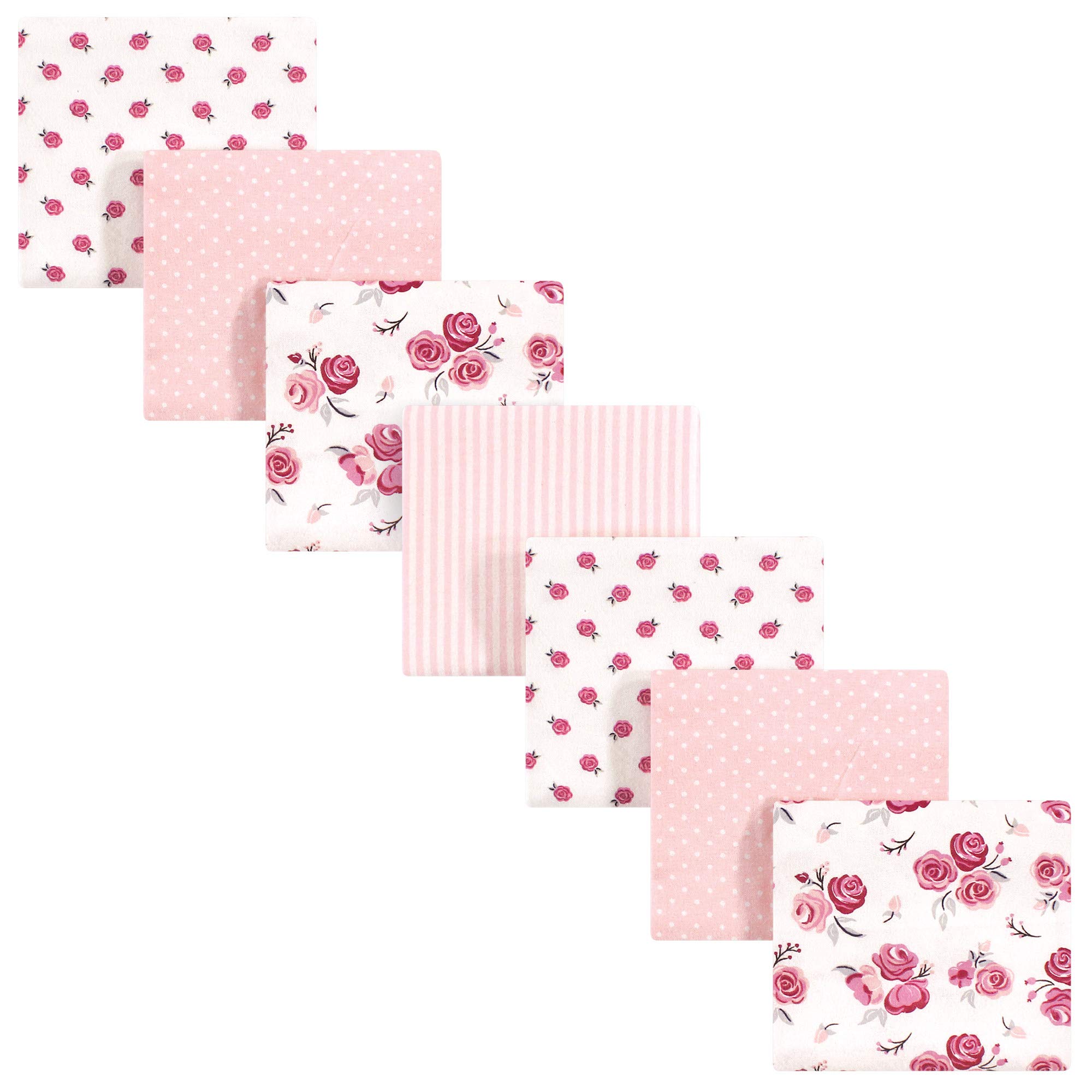 Hudson Baby Unisex Baby Cotton Flannel Receiving Blankets Bundle, Cream Rose, One Size