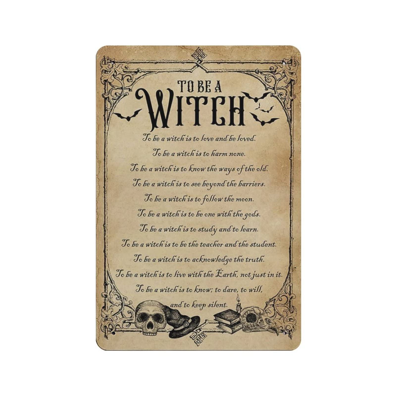 AOOEDM To Be A Witch List Vintage Tin Sign Metal Tin Signs for Man Cave Funny Art Wall Plaque Kitchen Bar Pub Coffee Shop Wall Decor