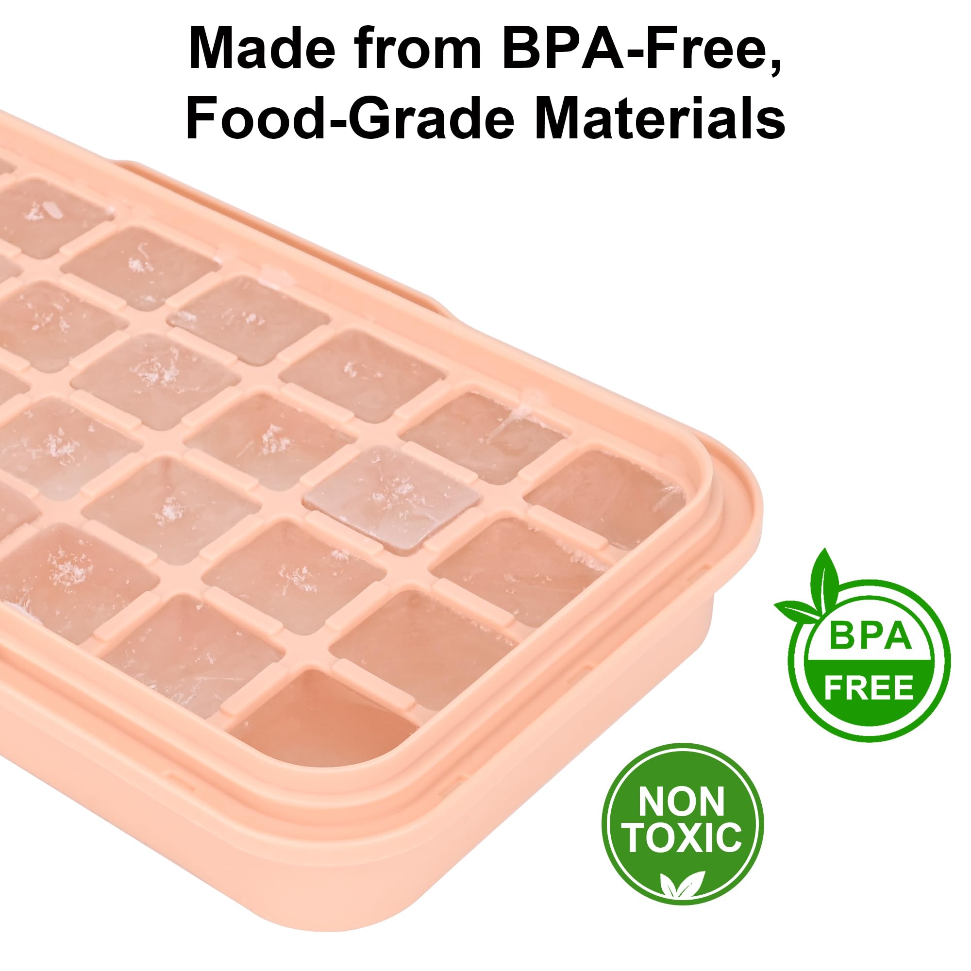 Ice Cube Tray with Lid and Bin, BPA Free Ice Maker for Freezer - 64 Grids Layerable Ice Cube Molds with Scoop & Container - Easy Release Ice Tray for Drinks, Cocktails, Whiskey, Mini Ice Cube Maker - Image 4