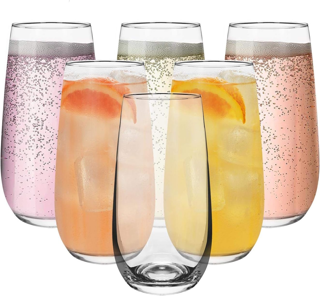 Set of 6 Traditional Esteem Highball Glass Tumblers - 490ml (16.5oz) Highball Glasses
