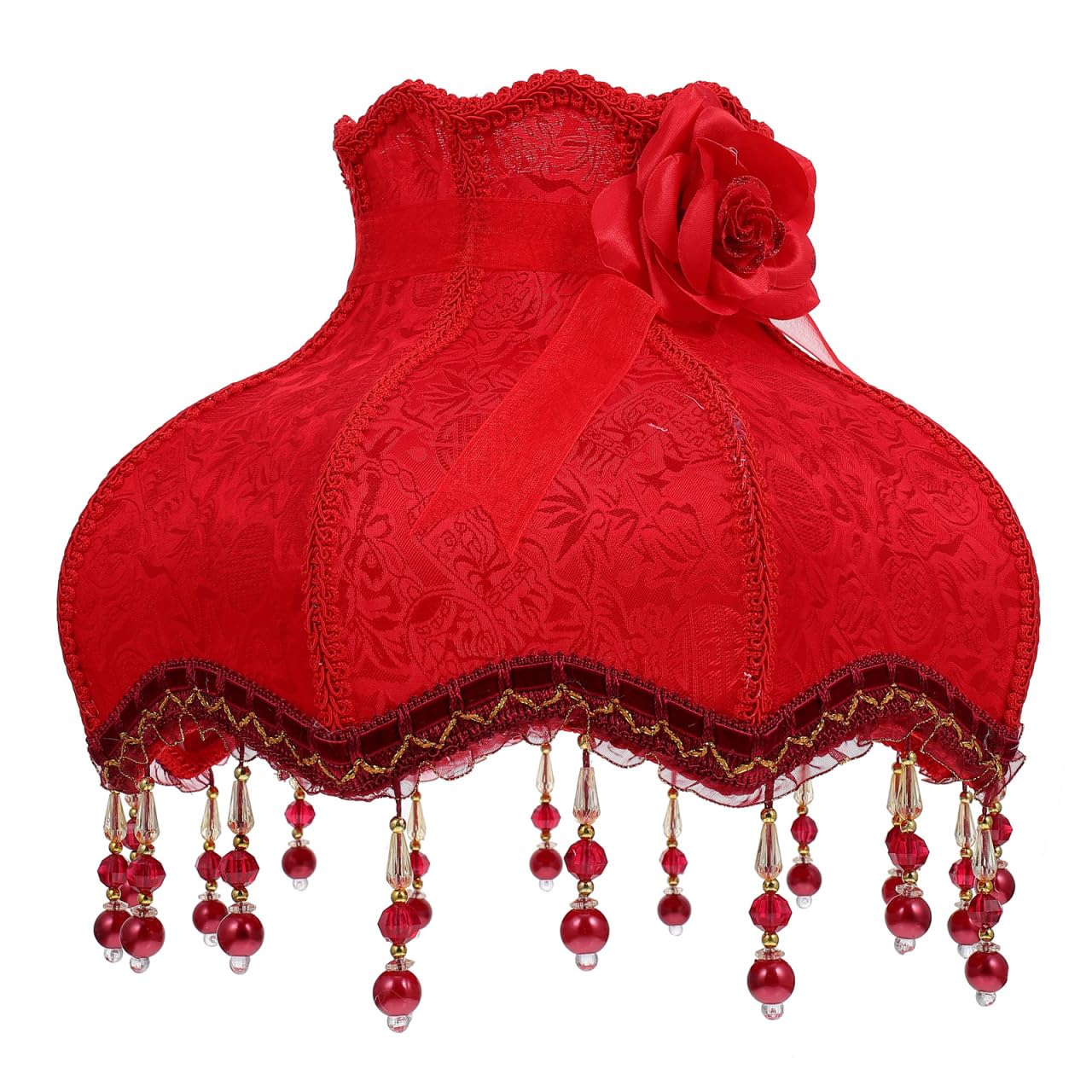 Lurrose European Vintage High-End Beaded Lace Lampshade Retro Style Cloth Lamp Cover for Bedroom Living Room Lighting Decor 12.20X12.20X9.06In