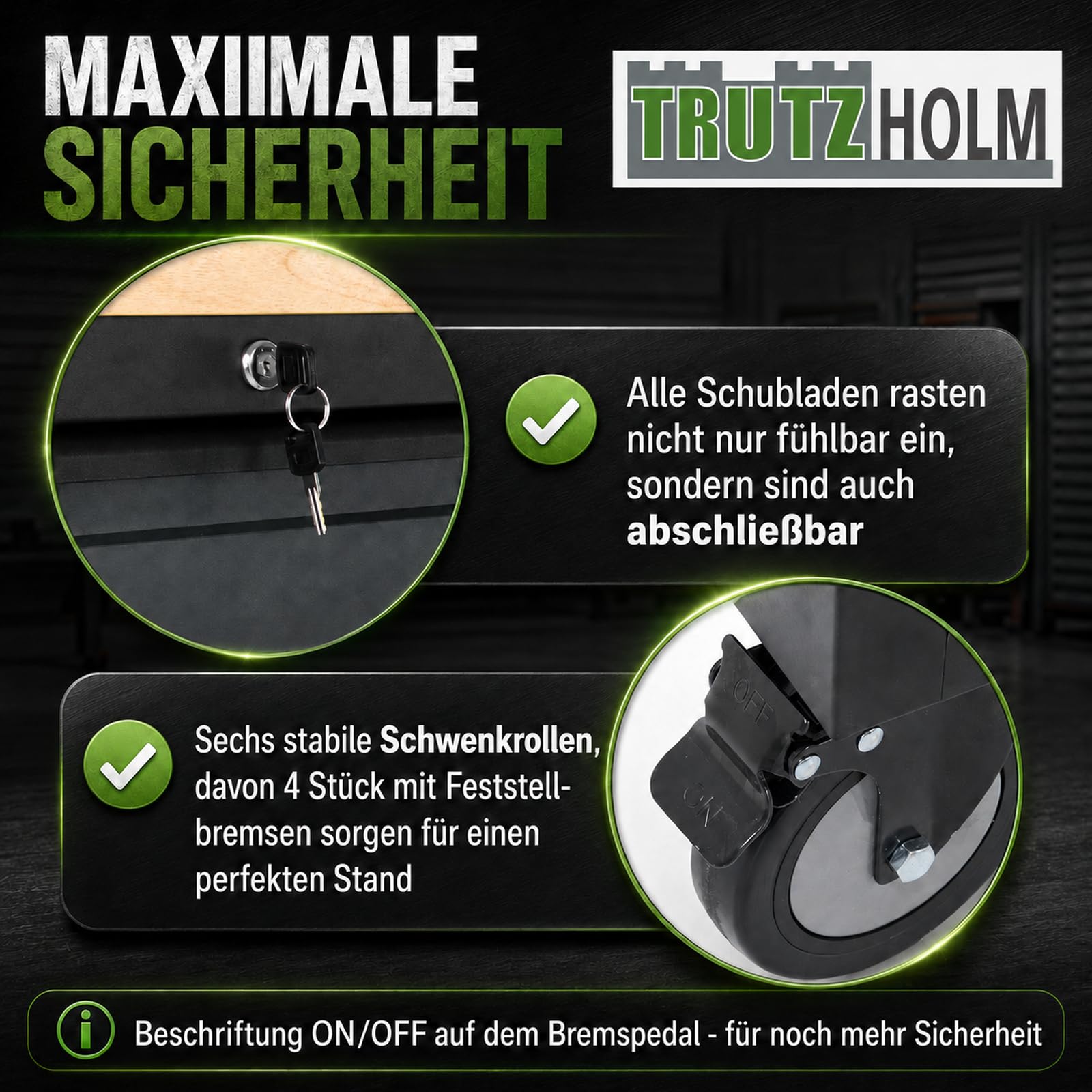 TRUTZHOLM Werkstattwagen Mobile Werkbank Deluxe XXL 20 Schubladen Werkzeugwagen leer (Anthrazit)