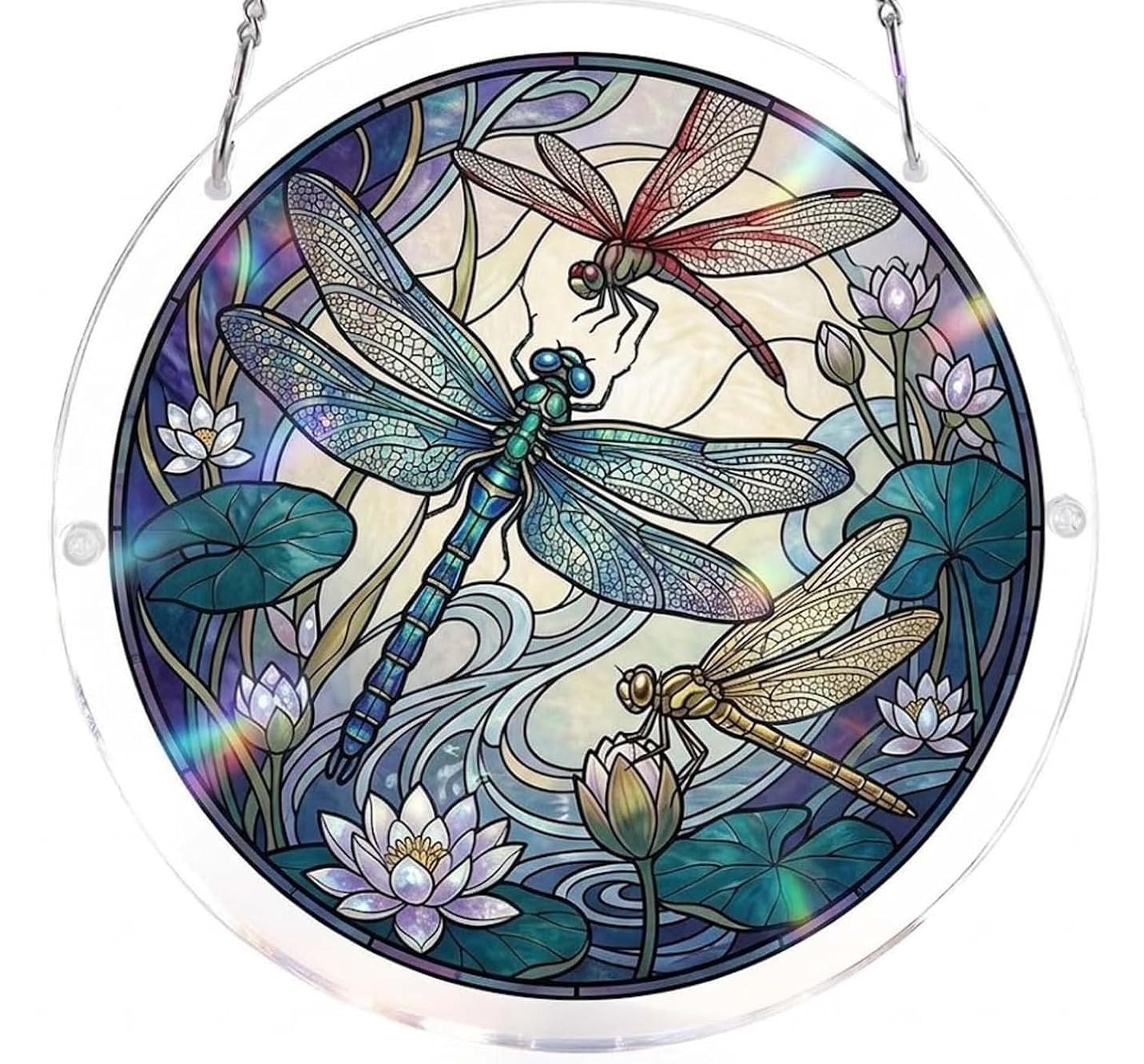 Three Dragonflies Acrylic Jigsaw Puzzles Suncatcher, 8.9 Inch Window Hanging Suncatcher Acrylic Puzzle, DIY Home Decor Art Gift
