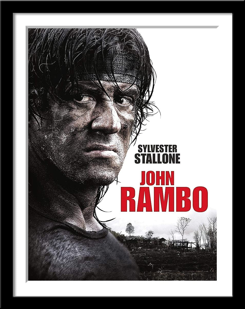 Tallenge - John Rambo - Sylvester Stallone - Hollywood Action Movie Poster - Small Framed Poster(Paper,12x17 inches, Multicolour)