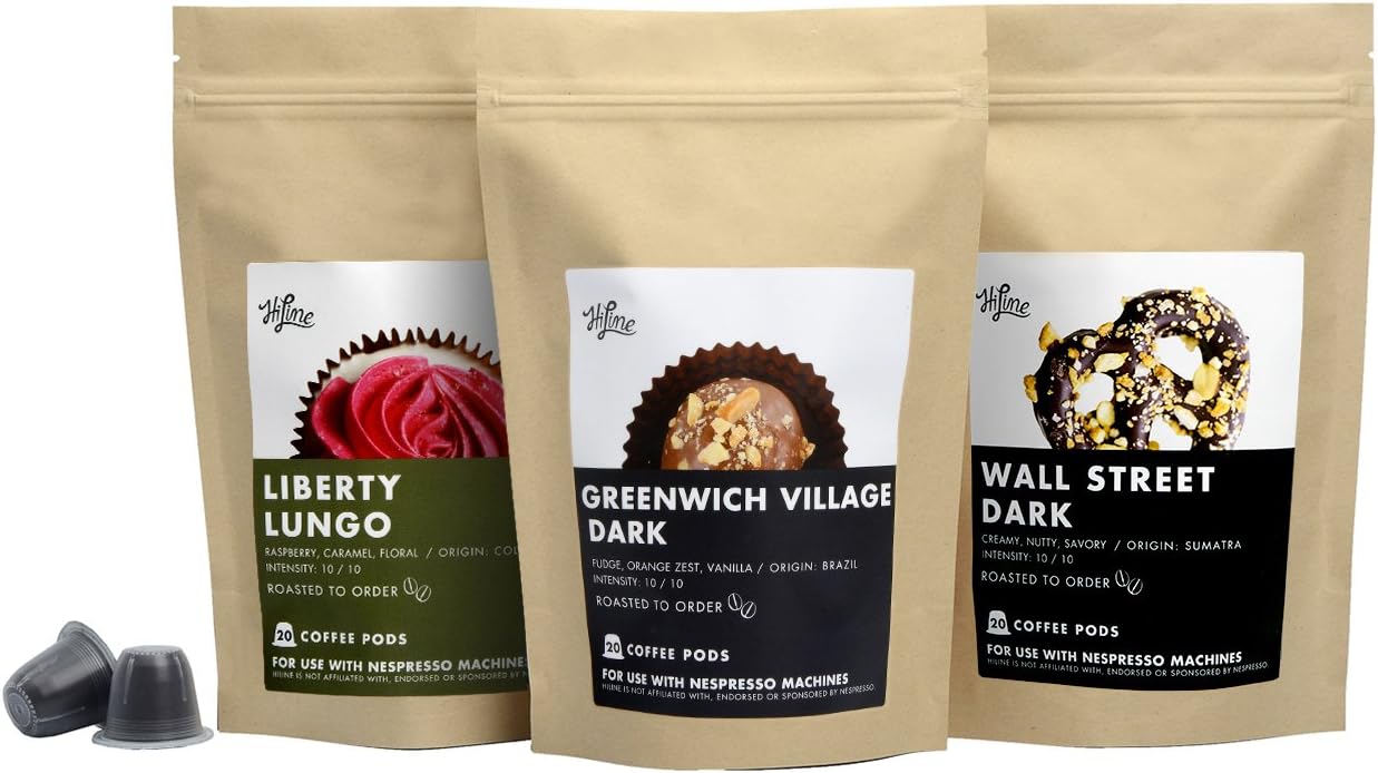 60 Count HiLine Coffee Dark Roast Capsules: Delicious Alternative to Nespresso Capsules, Nespresso Pods, Nespresso Coffee, Good Coffee