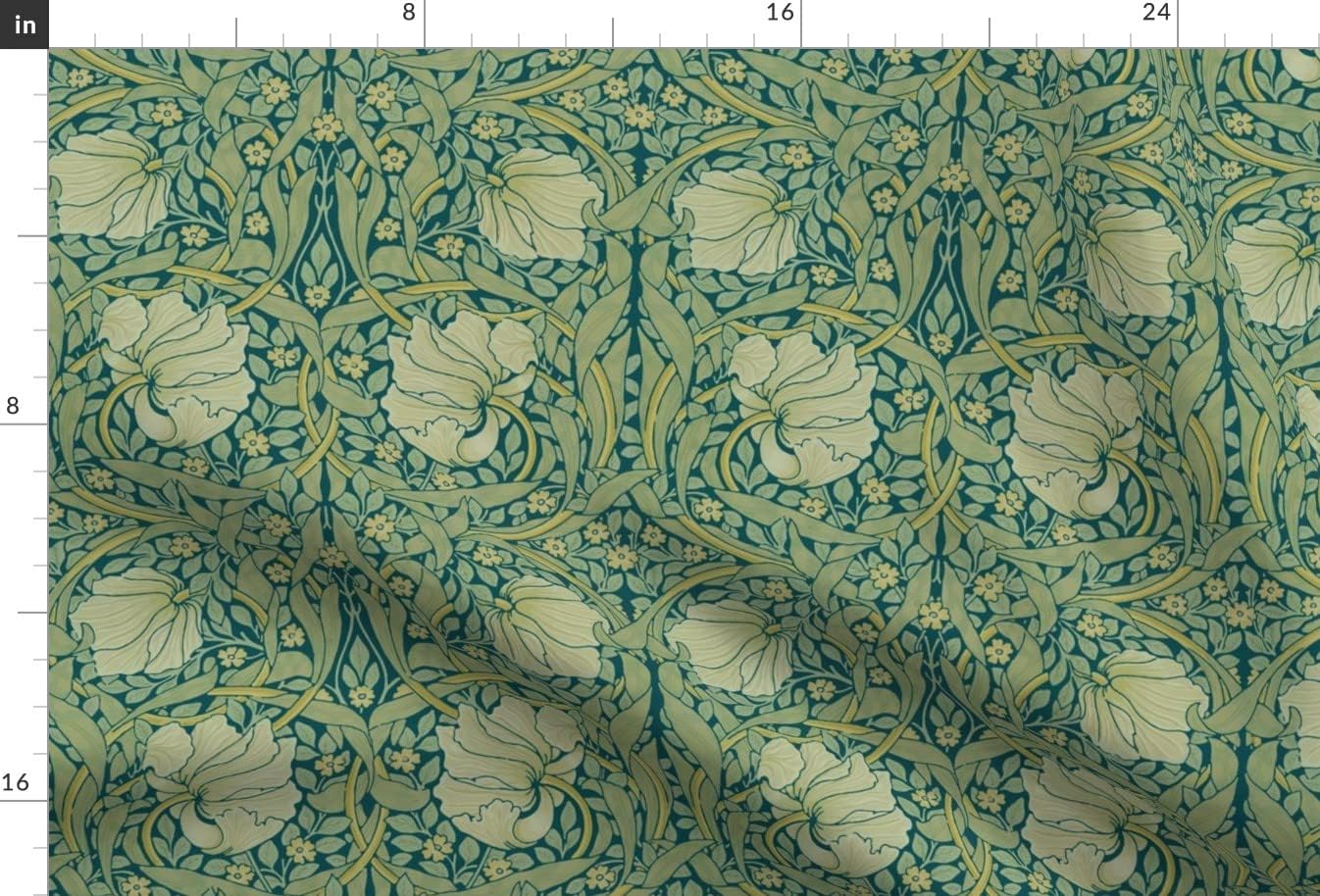 Spoonflower Fabric - Art Nouveau Green Blue Spring Floral Antique Victorian Sage Edwardian Printed on Minky Fabric by The Yard - Sewing Baby Blankets Quilt Backing Plush