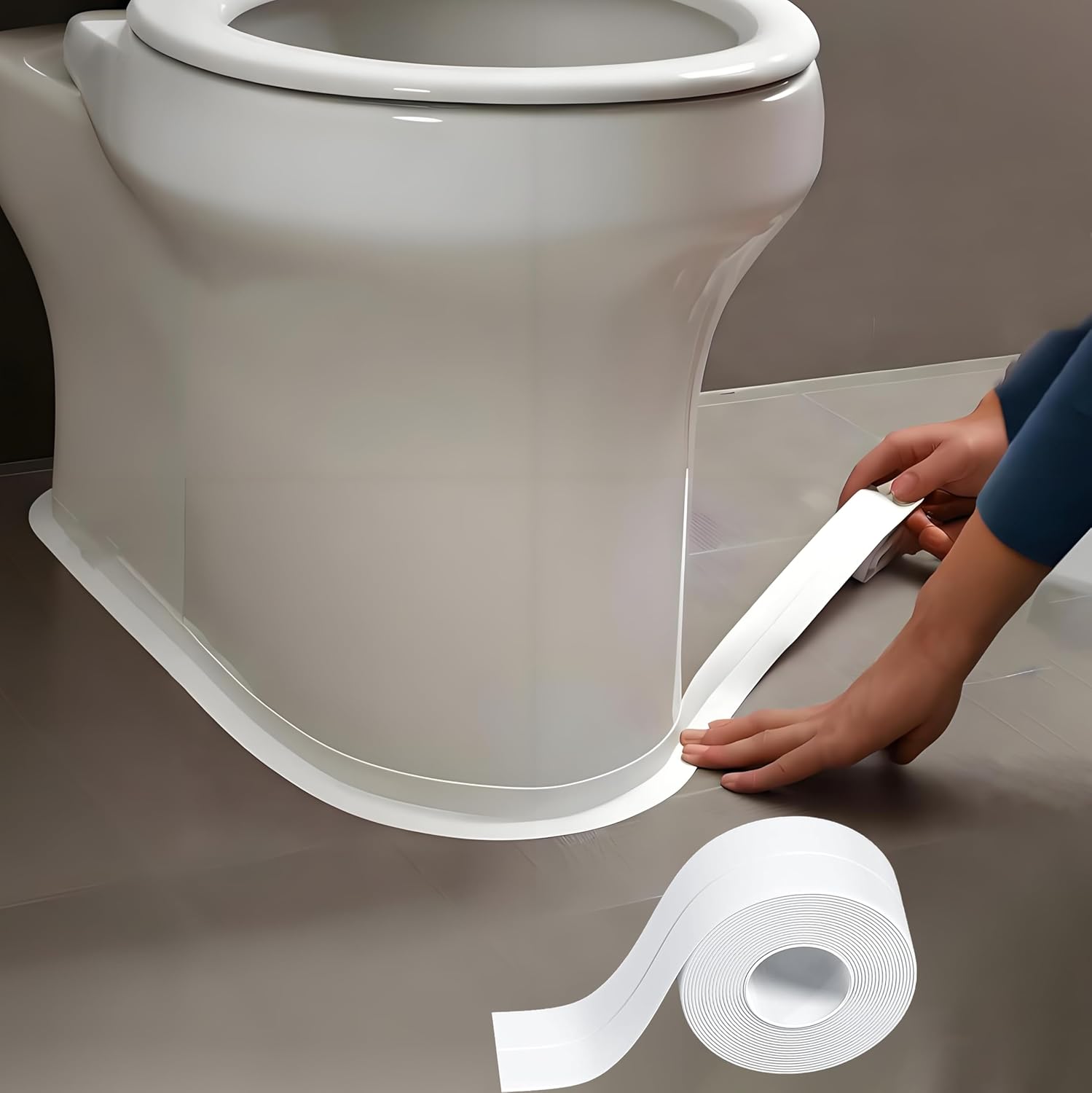 Waterproof Adhesive Tape for Caulking, White PVC Sealing Strip Self-Adhesive Sealant Tape for Kitchen, Countertop, Bathroom, Sink, Shower and Bathtub Corner, Toilet Edge Protector (0.87" x 10.5ft)