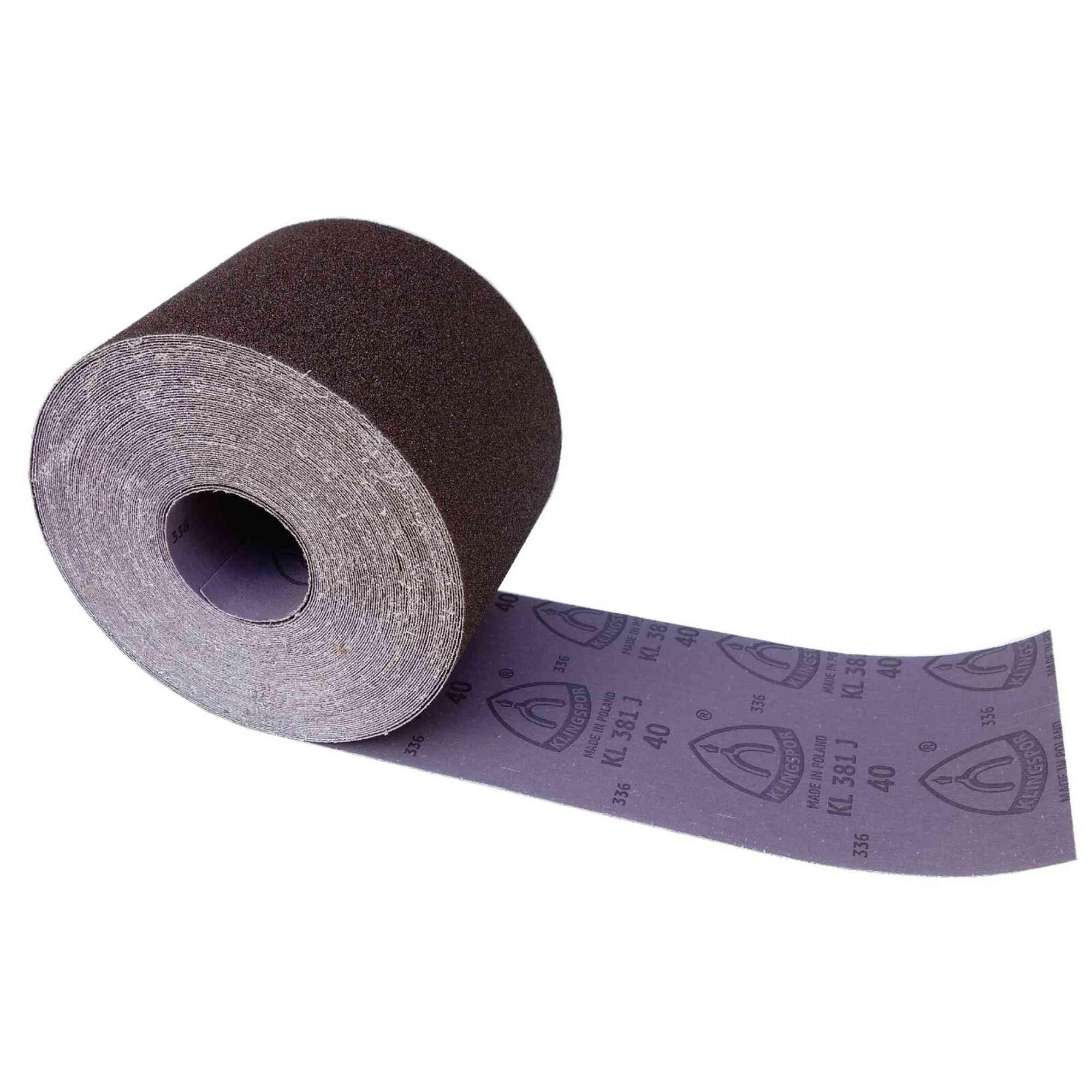 KL381J Rotolo abrasivo | Larghezza 150 mm | Tessuto abrasivo flessibile per legno e metallo | Levigatura manuale e meccanica | Grana e lunghezza selezionabili (P100, Lunghezza: 25 m)