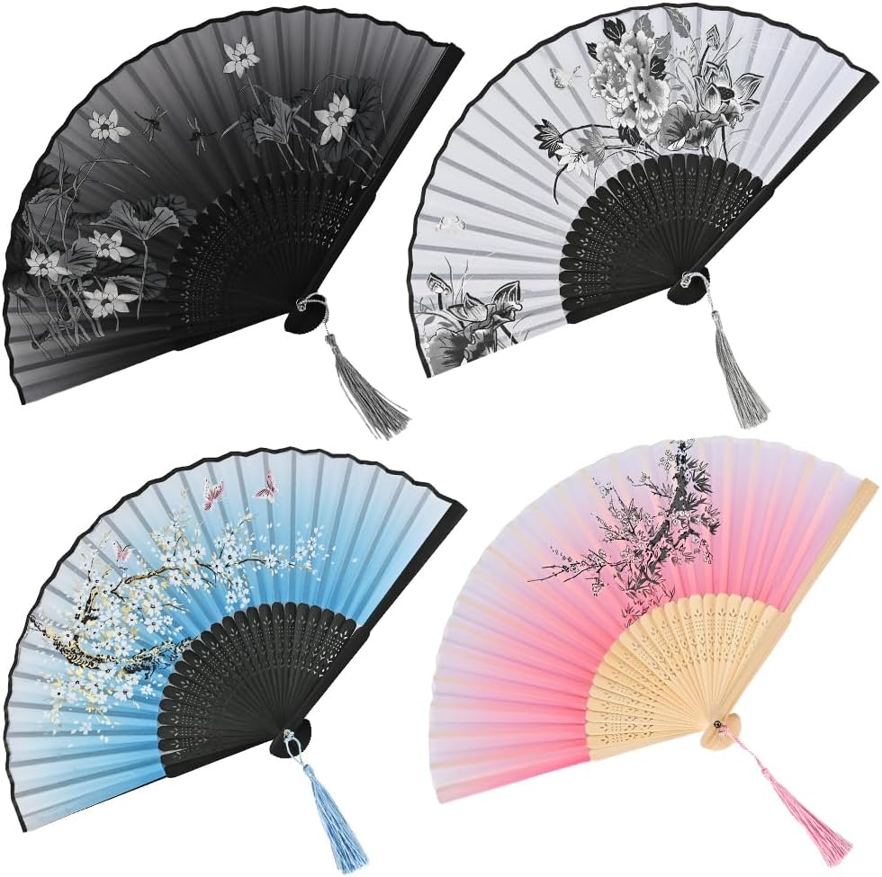 Accessoire Fête Mariage Éventail Pliant Bois Avec Frange KASESSS - Soie Et Bambou, Sac De Rangement - Accessoire Déco, Fête, Mariage Accessoire Mariage Chinois