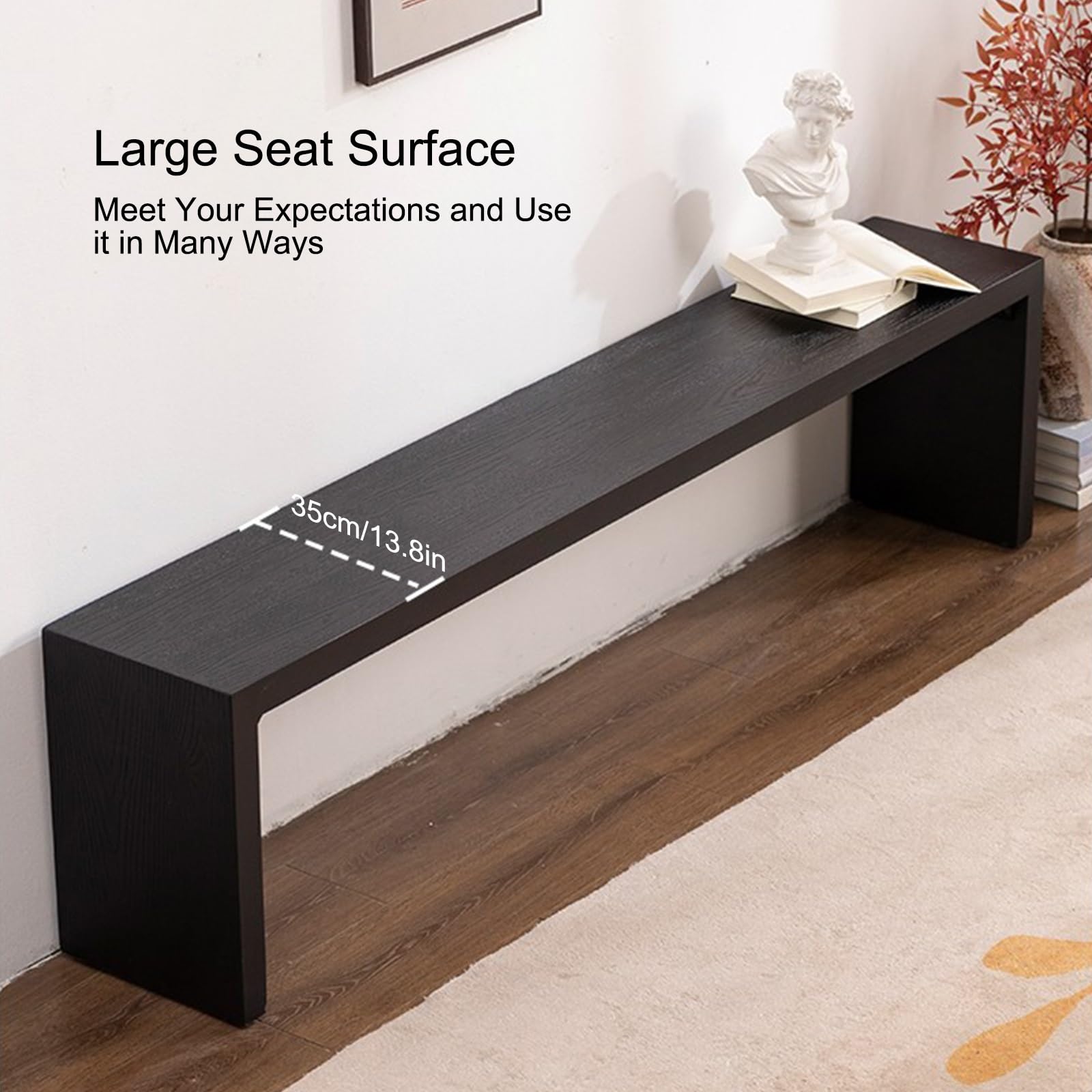 JHDXL Banco Zapatero de Madera, Banco de Entrada Organizador de Banco de Almacenaje, Moderno de Siglo Mediados Banco de Comedor para Pasillo, salón, Cuarto de baño(120cm/47.2in)