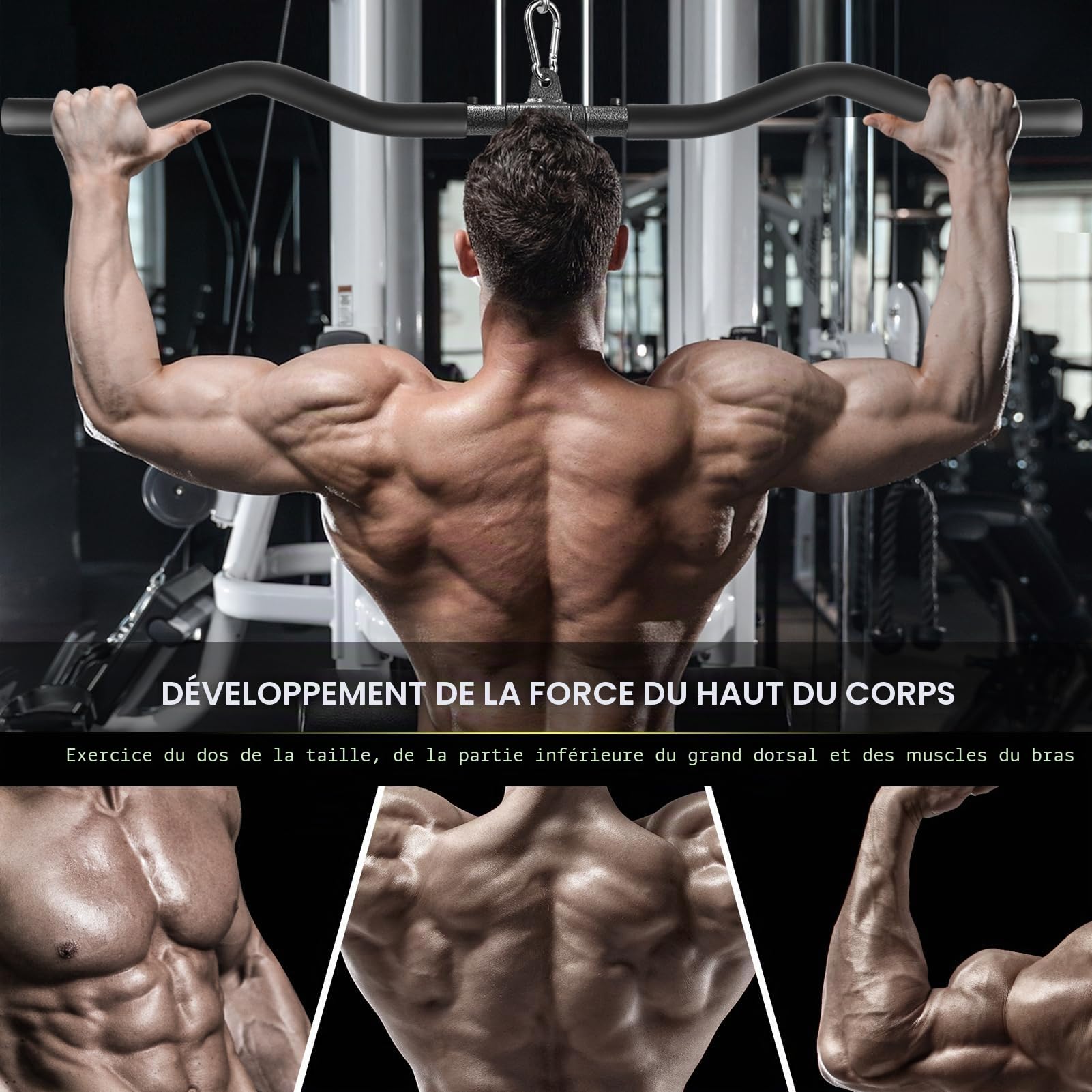 Barre Tirage Musculation, Barre de Tirage Dos, Arrière Levier de Tension Épaule Tirant Tige Barre Tirage Dos Musculation Accessoire Tirage Musculation