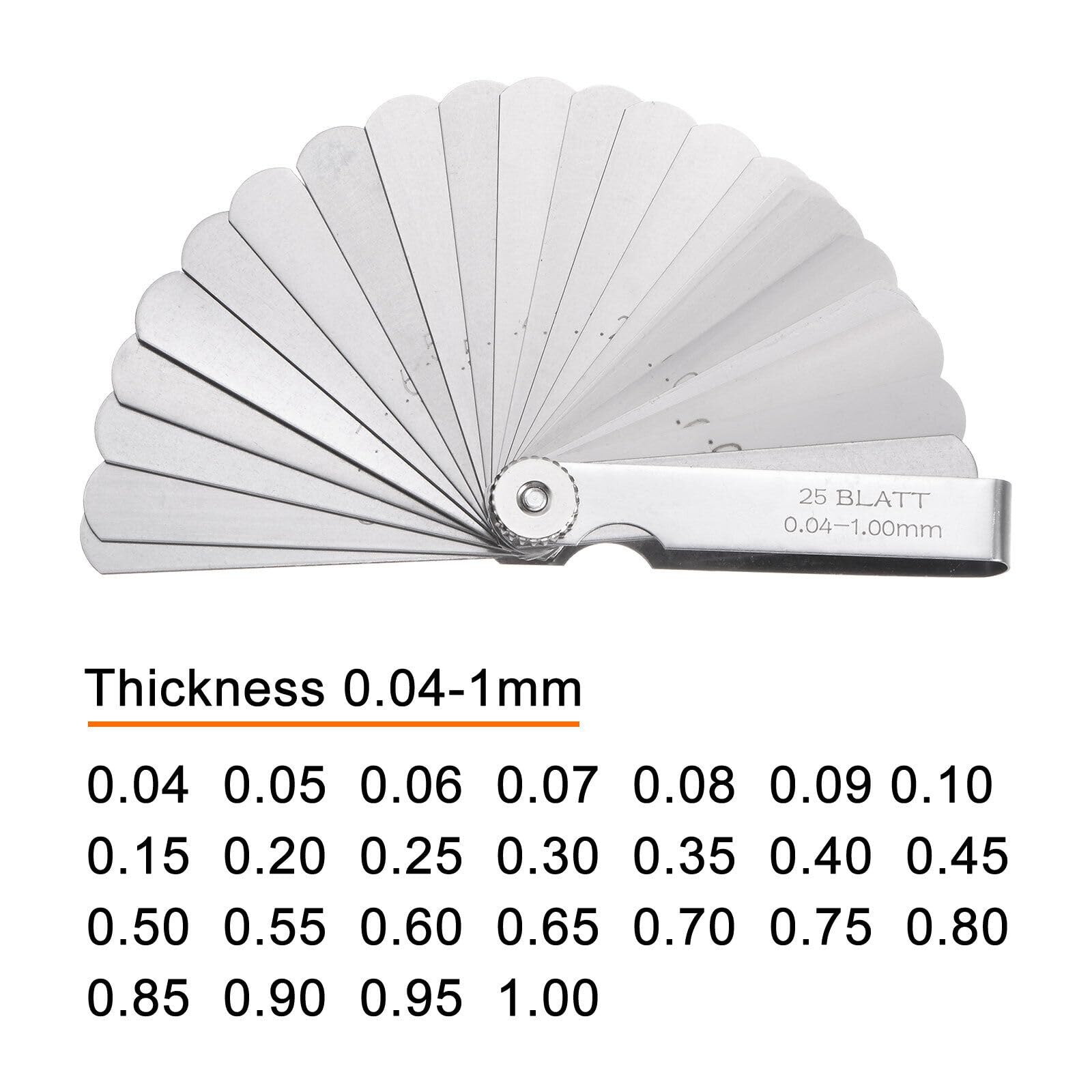 Tool Parts and Accessories 75x13mm Metric Thickness Gauges 25pcs Blade Feeler Gauge 0.04-1mm Range (#CN-140824-00522)