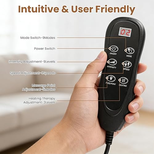 Miniatura 6 de Alfombrilla de masaje de cuerpo completo con calor, almohadilla térmica vibrante de cuerpo completo con almohada de masaje de cuello Shiatsu