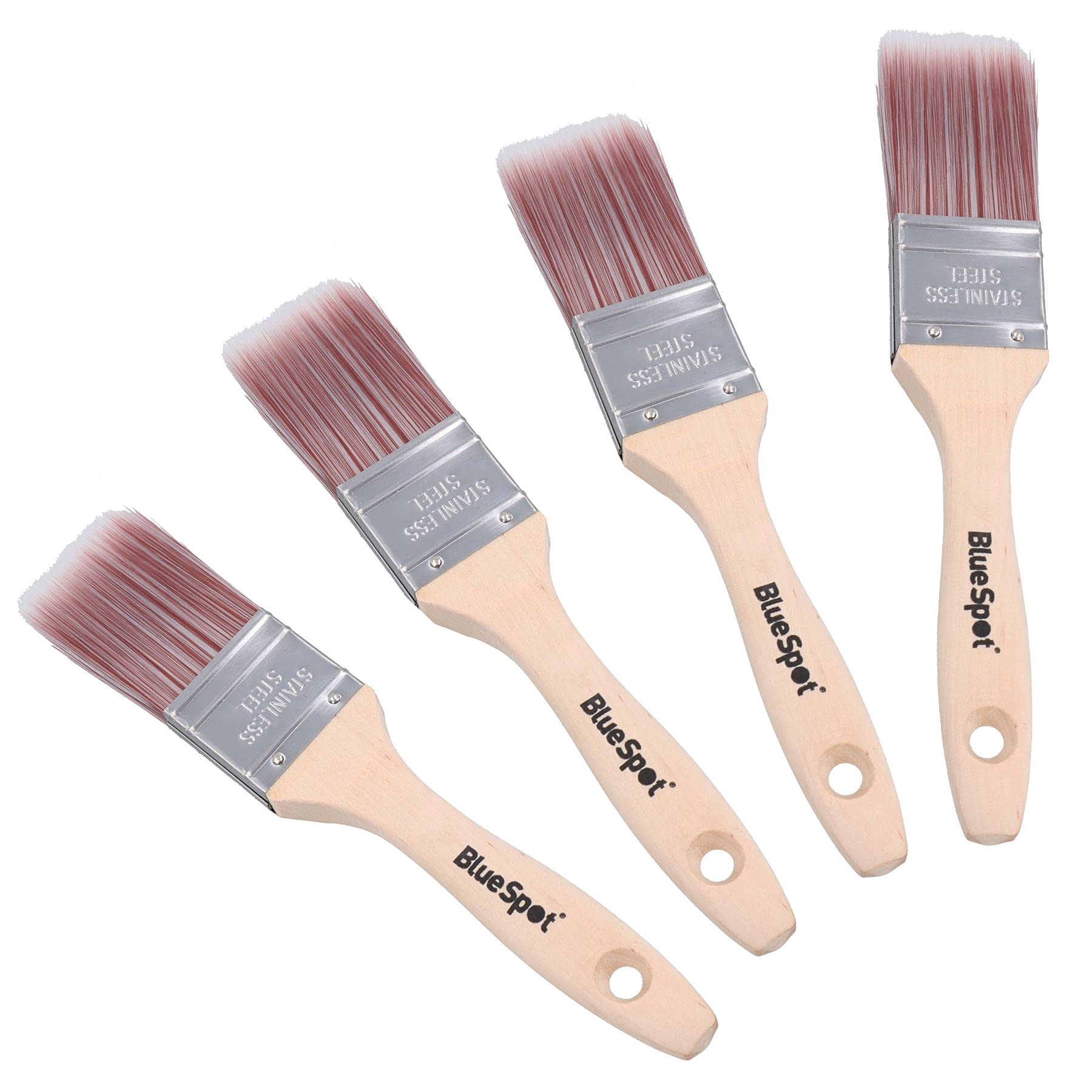 Pinceaux synthétiques anti-traces lot de 4 manche bois 3,8 cm finitions