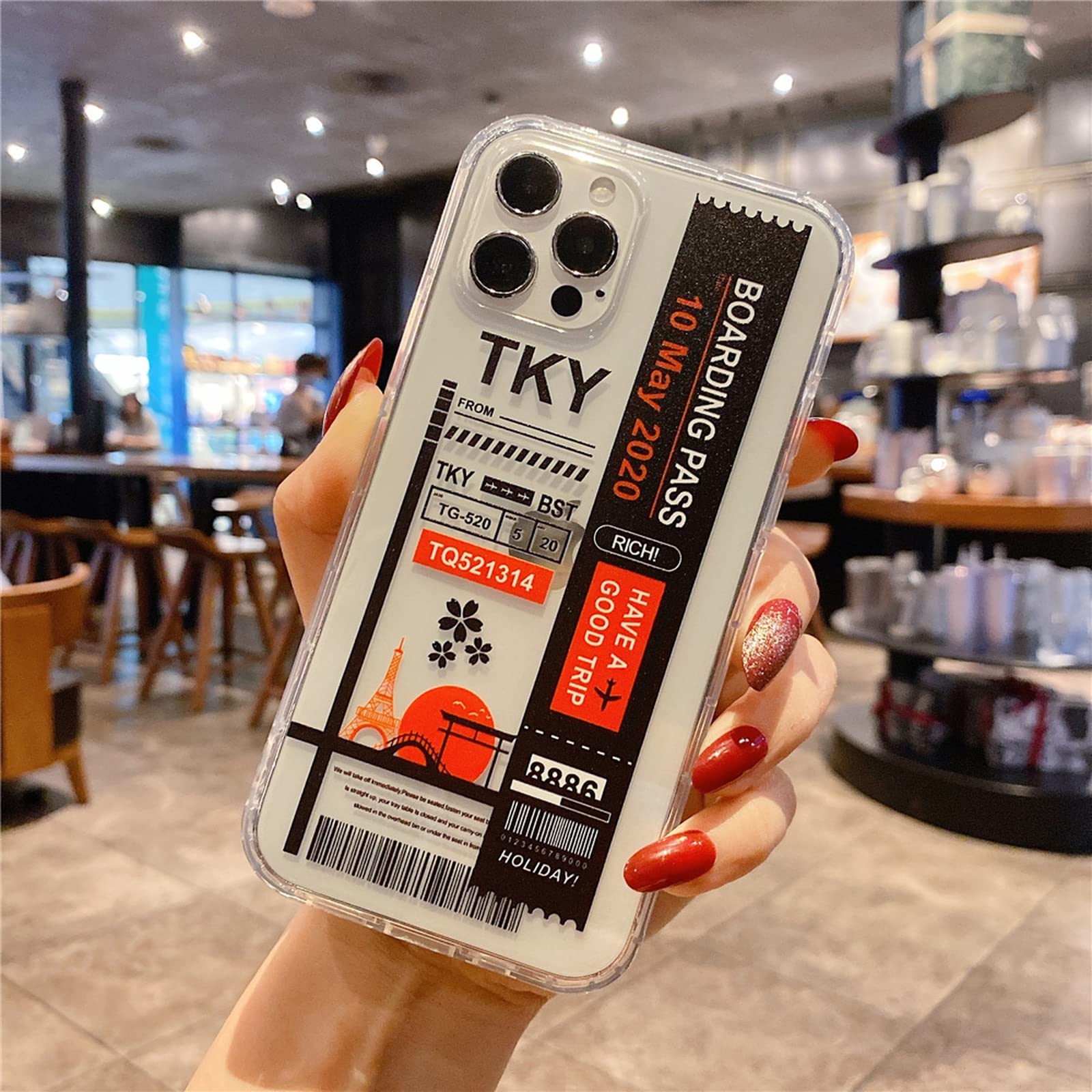 Amazon.co.jp: チケットと警告サインラベル透明な電話ケース For