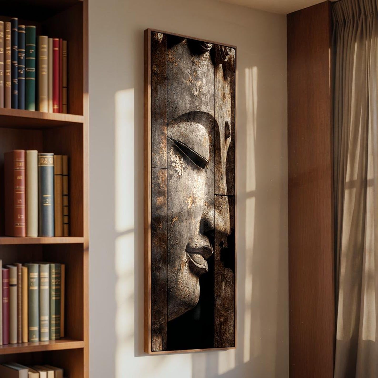 XINBAO Buddha Painting Canvas, Vertical Zen Decor Yoga Studio, Large Buddhist Art, Tall Narrow Spiritual Print, Lord Painting(70x210cm/Frameless)