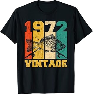 Regalos de 49 años Vintage Retro Pescar 1972 49 cumpleaños Camiseta
