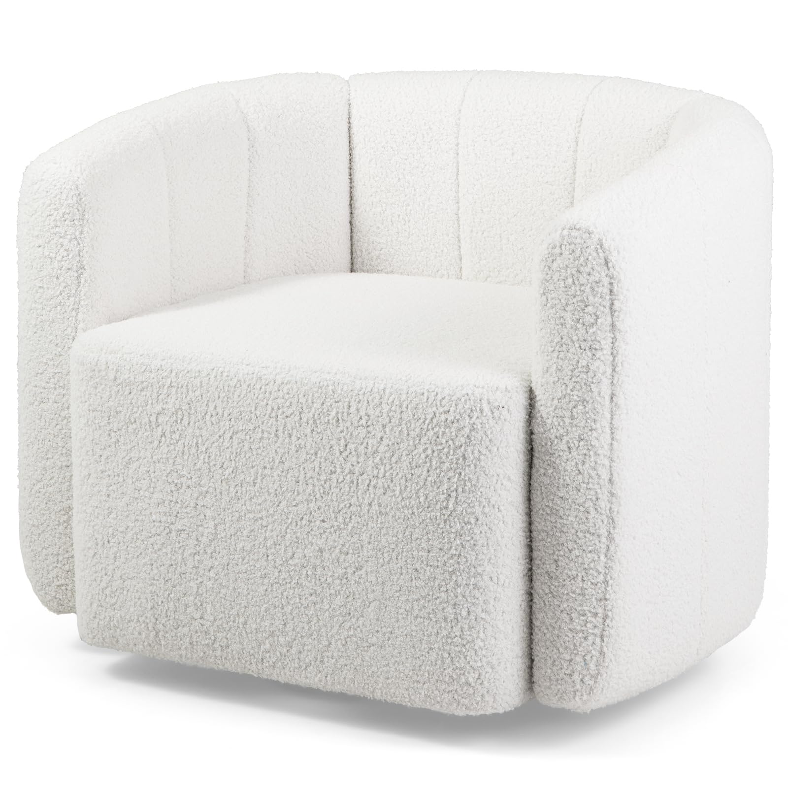 GIANTEX Sillón Giratorio con Respaldo Curvado y Asiento Suave, Silla Sofá Acolchada de Tejido Sherpa, 83 x 70 x 65 cm, Carga hasta 160 kg, Sillón de Relax para Salón, Dormitorio, Oficina