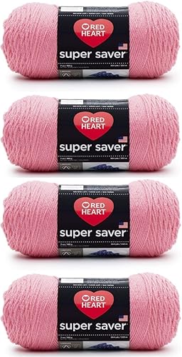 Bulk Buy - Red Heart Super Saver Perfect Pink Yarn - Paquete de 4 unidades de 6.98 oz7 onzas - Acrílico - 4 medianos (peinado) - 364 yardas -