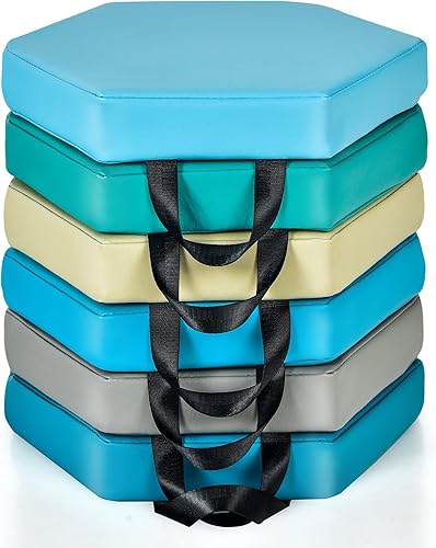 Costzon 6 cojines de suelo para niños de 15 pulgadas, 2 pulgadas de grosor, impermeable, para guardería, preescolar, cojín de espuma hexagonal con