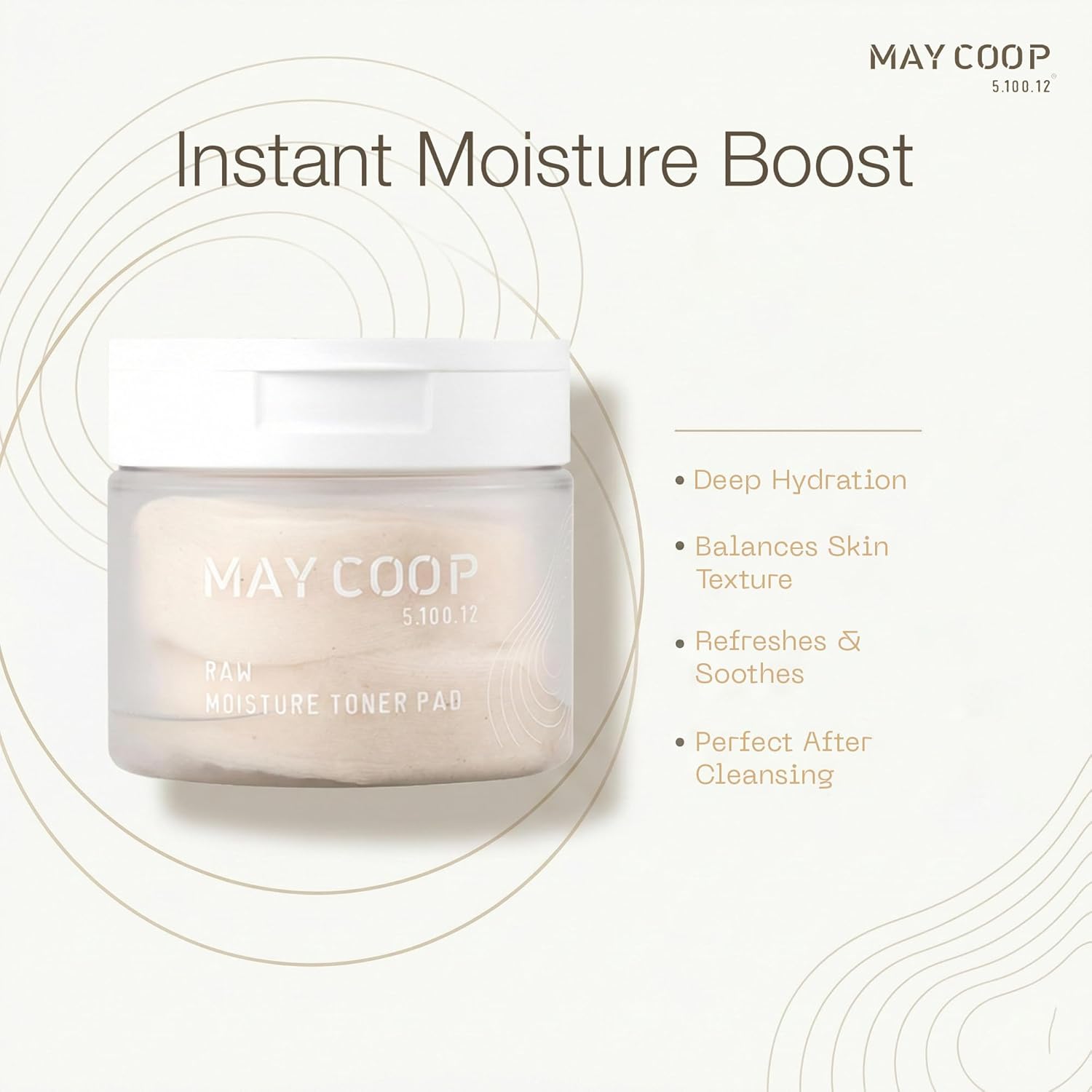 MAY COOP Raw Moisture Toner Pads | Korean Hydrating & Exfoliating Cotton Pads, 75% Maple Sap | Redness Comfort, Skin Balancing & Smooth Texture | 70 Count