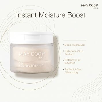 MAY COOP Raw Moisture Toner Pads | Korean Hydrating & Exfoliating Cotton Pads, 75% Maple Sap | Redness Comfort, Skin Balancing & Smooth Texture | 70 Count
