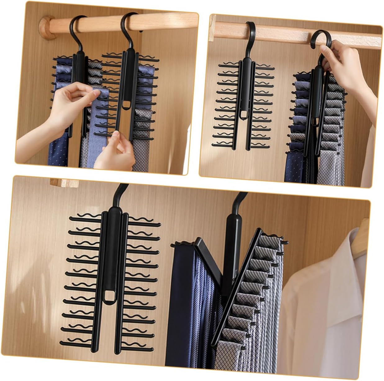 Mobestech 10pcs Belt Rack Hanger for Closet Multi-Functional Tie and Scarf Organizer Space-Saving Design for Home and Retail and Easy to Store