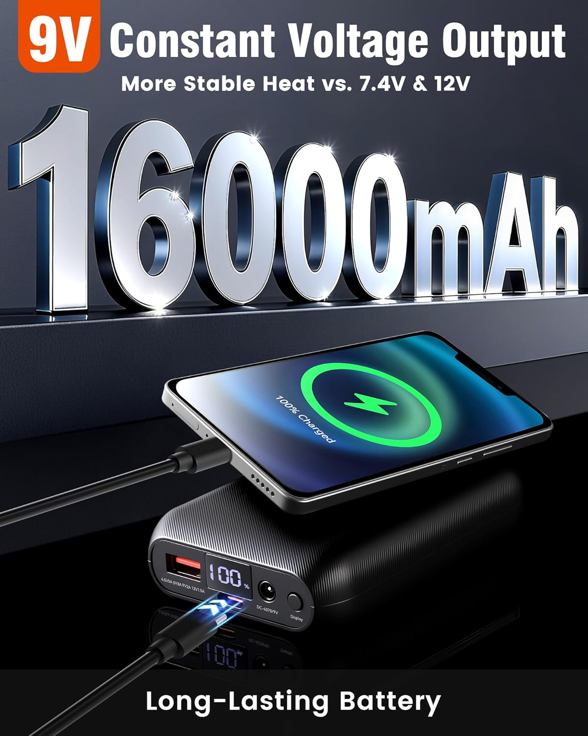 WASOTO Heated Vest for Men Fleece Vest 16000mAh Battery Pack Charger Included Rechargeable Lightweight for Hunting Cycling - Image 5