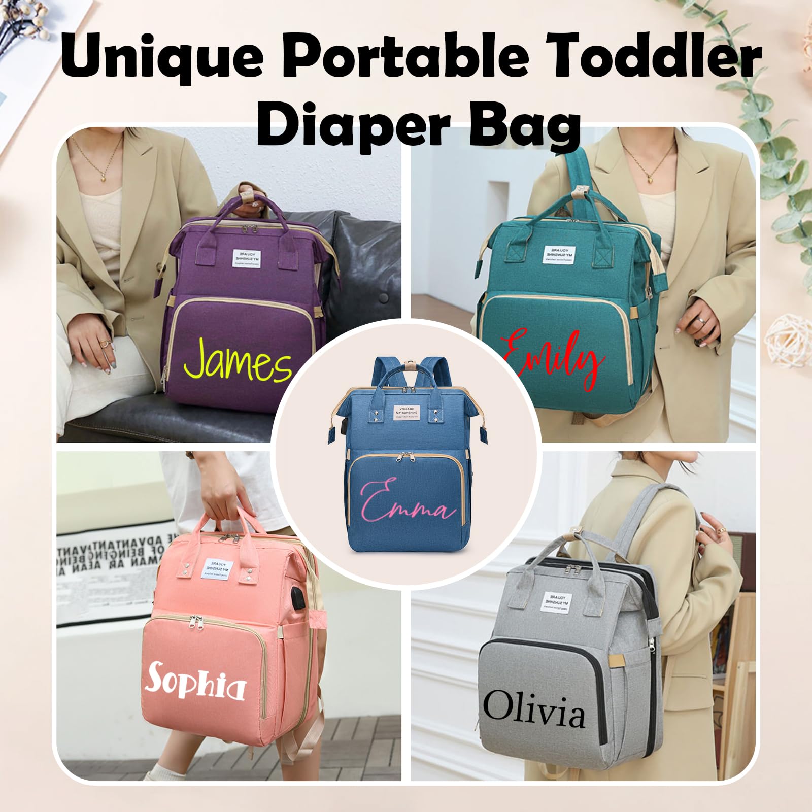 Borsa fasciatoio personalizzata 3 in 1 con fasciatoio multifunzionale, grande borsa fasciatoio per ragazzi e ragazze, portatile, borsa fasciatoio leggera personalizzata