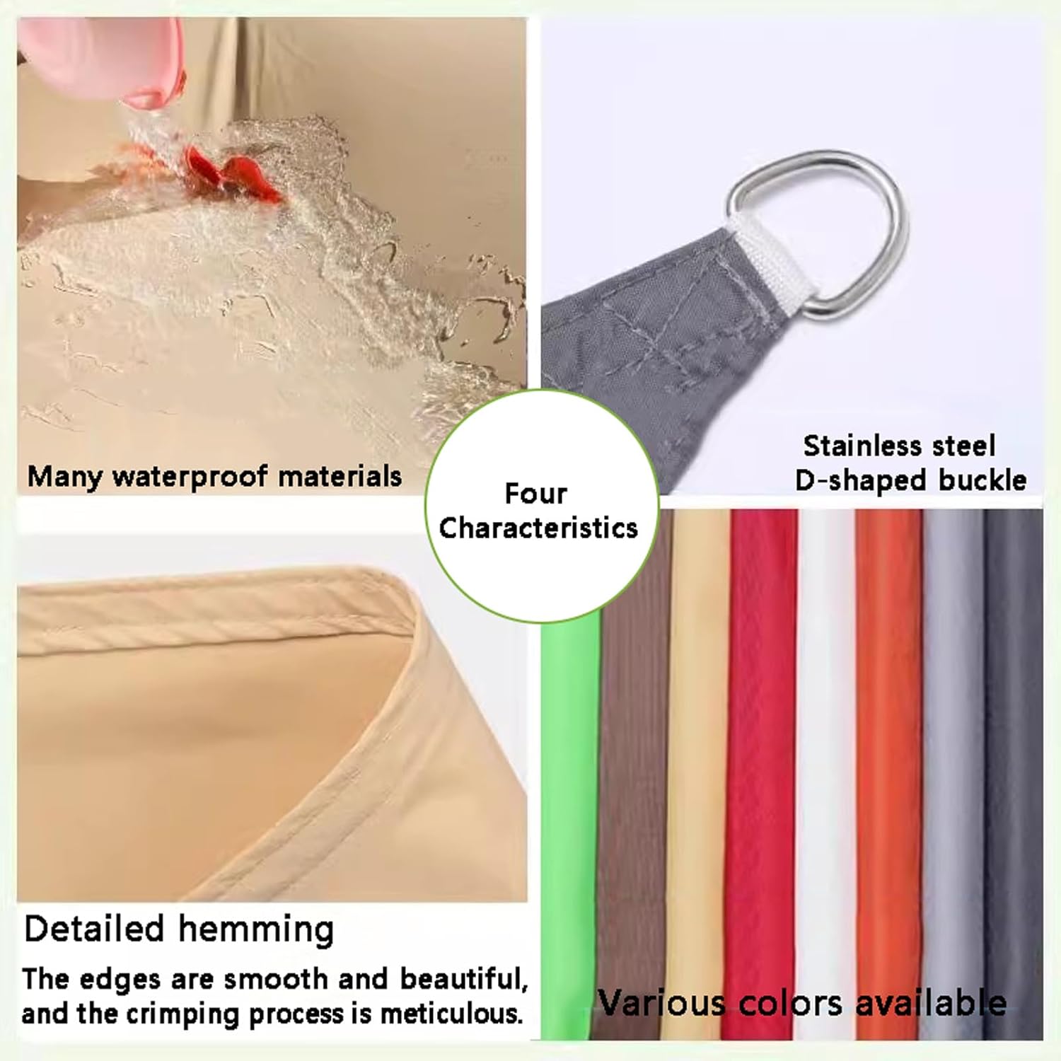 4x4x4m 三角形 防水 サンシェード セイル 高耐久 パティオシェード 304