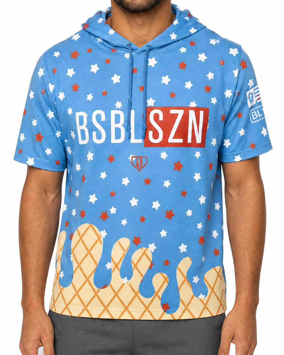 BL101 Adult Men BSBL SZN V2 Ice Cream Short Sleeve Hoodie - S