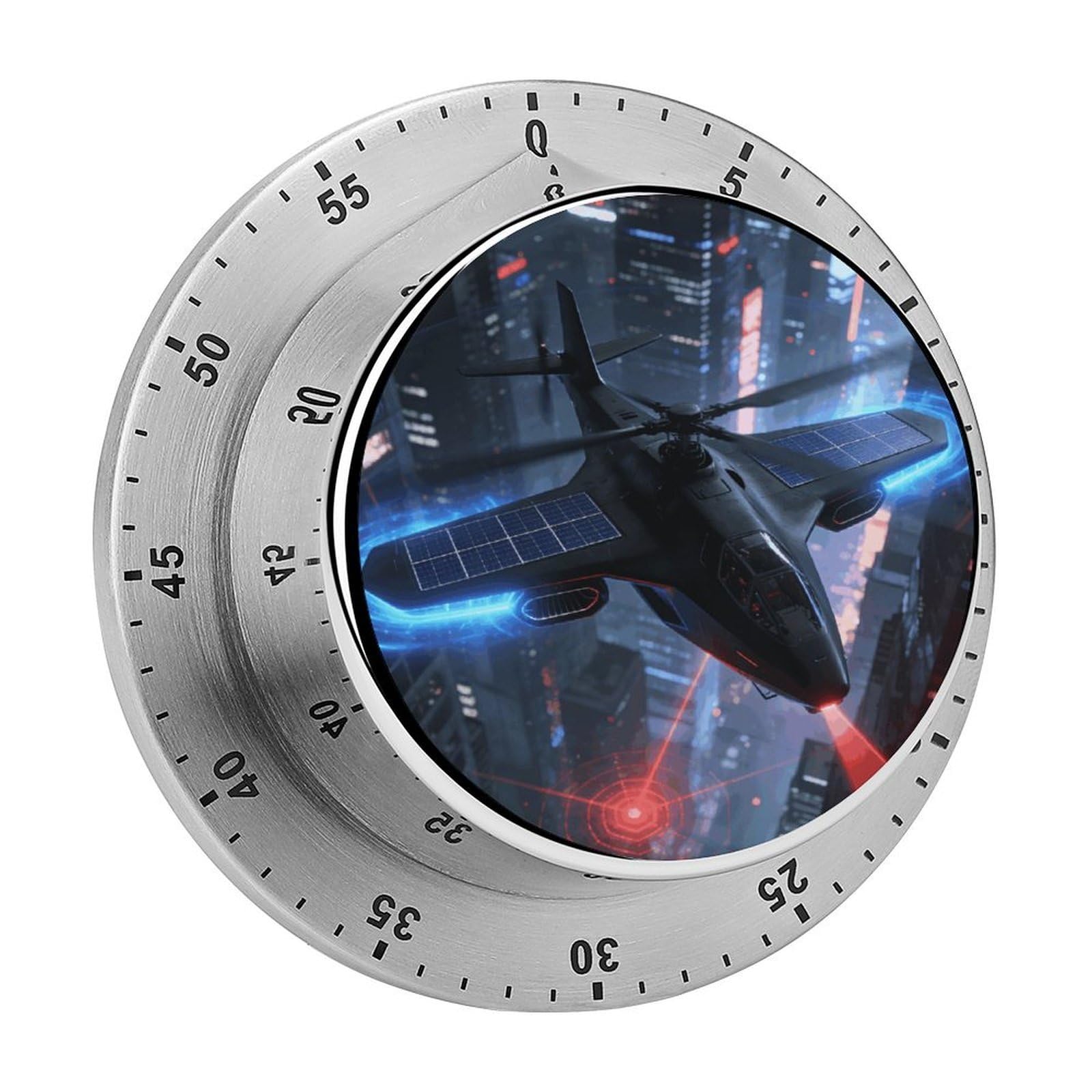 Helicopter Mechanical Kitchen Timer, Magnetic Stainless Steel Countdown Timer, Loud Alarm Cooking Timer for Baking, Cooking, Fitness, Classroom, No Battery Needed
