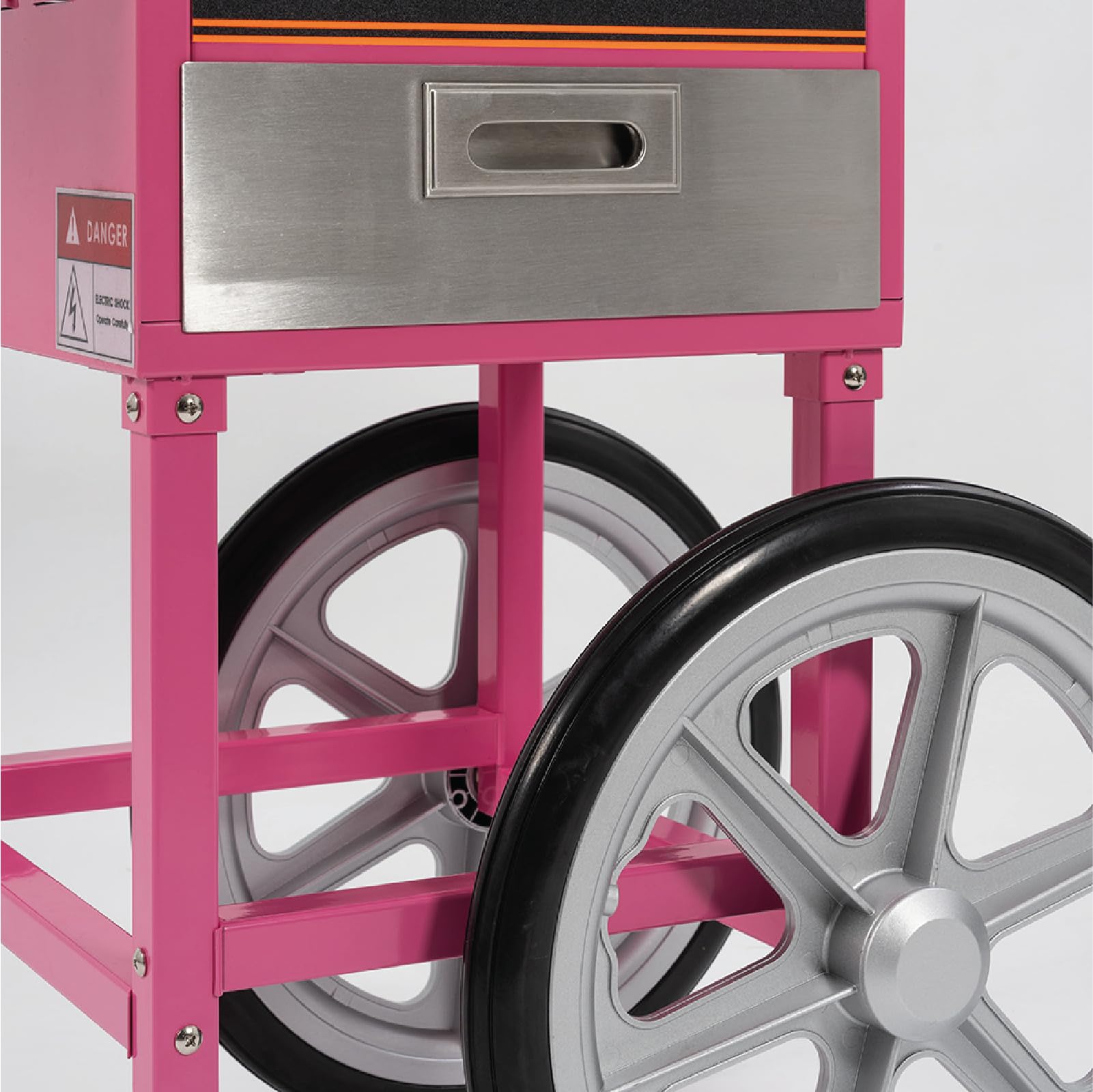 Máquina de Algodón de Azúcar Profesional con Carrito y Cúpula de Metacrilato Resistente. Algodonera Fácil de Limpiar para Eventos con Garantía Incluida.