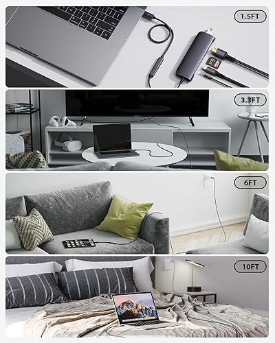 Miniatura 6 de Cable de extensión USB tipo C (3.3 pies10 Gbps), USB 3.1 tipo C macho a hembra, extensión de carga y sincronización para MacBook Pro 2021iPad Mini,