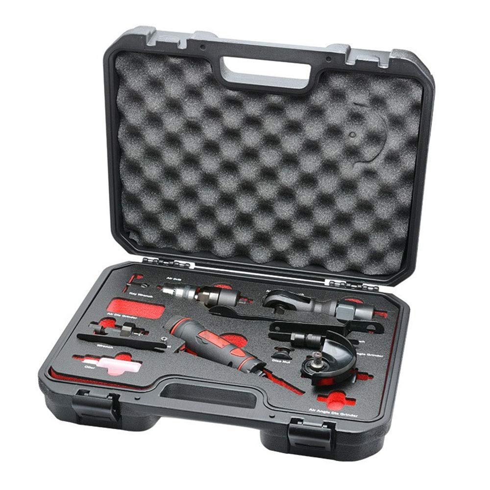 Juego de herramientas neumáticas 5-en-1, neumática máquina de grabado/Angle Grinder/Llave de trinquete Herramientas neumáticas