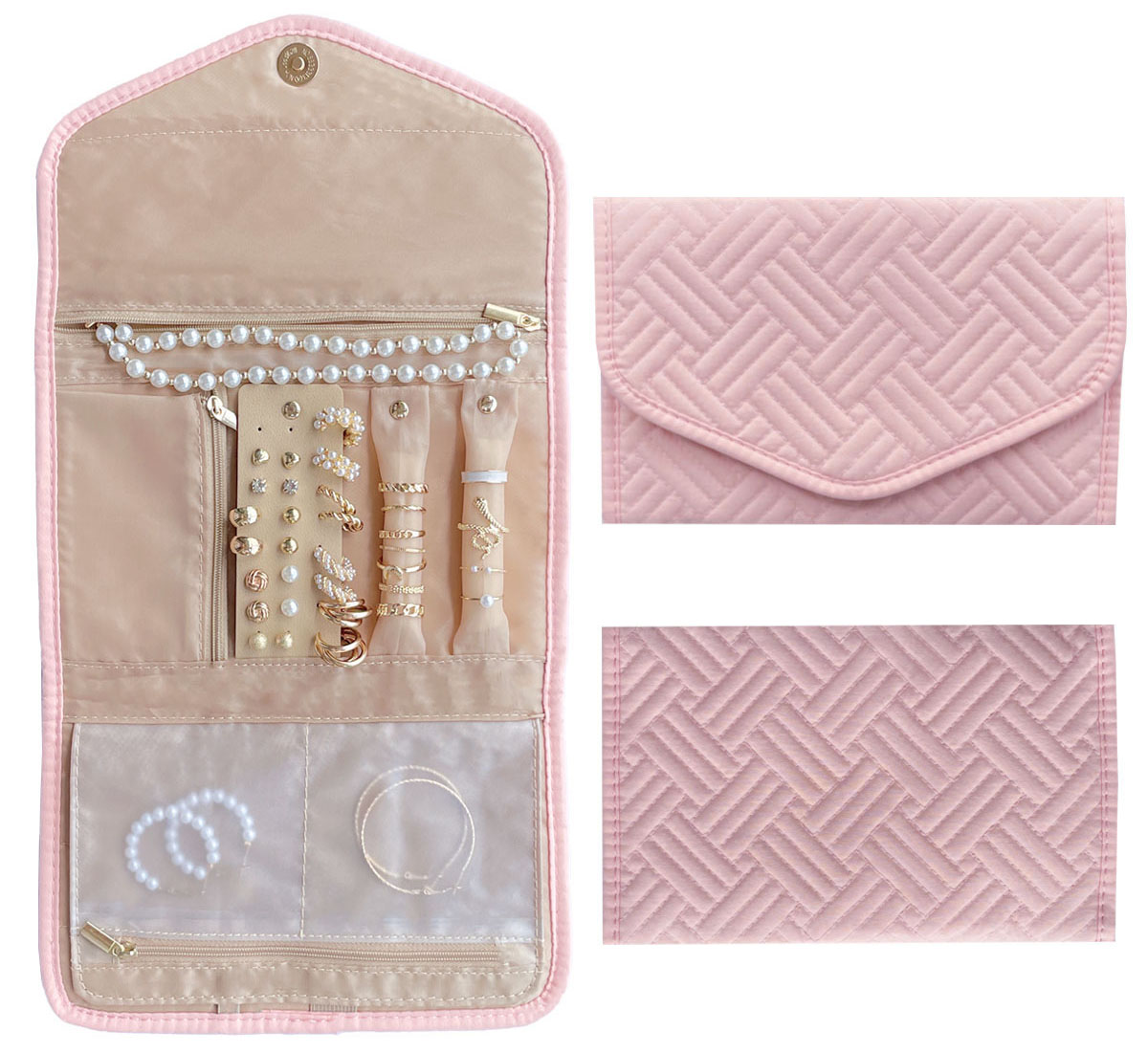 Organisateur De Bijoux De Voyage Rouleau étui à Bijoux Pliable Pour Bagues Colli