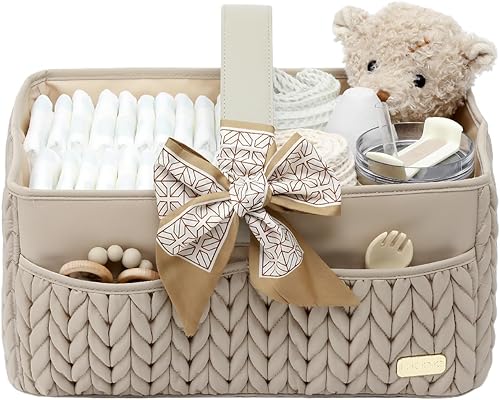 Lujoso organizador de pañales para bebé, cesta de almacenamiento para recién nacidos, cesta de viaje para pañales y toallitas para bebés,