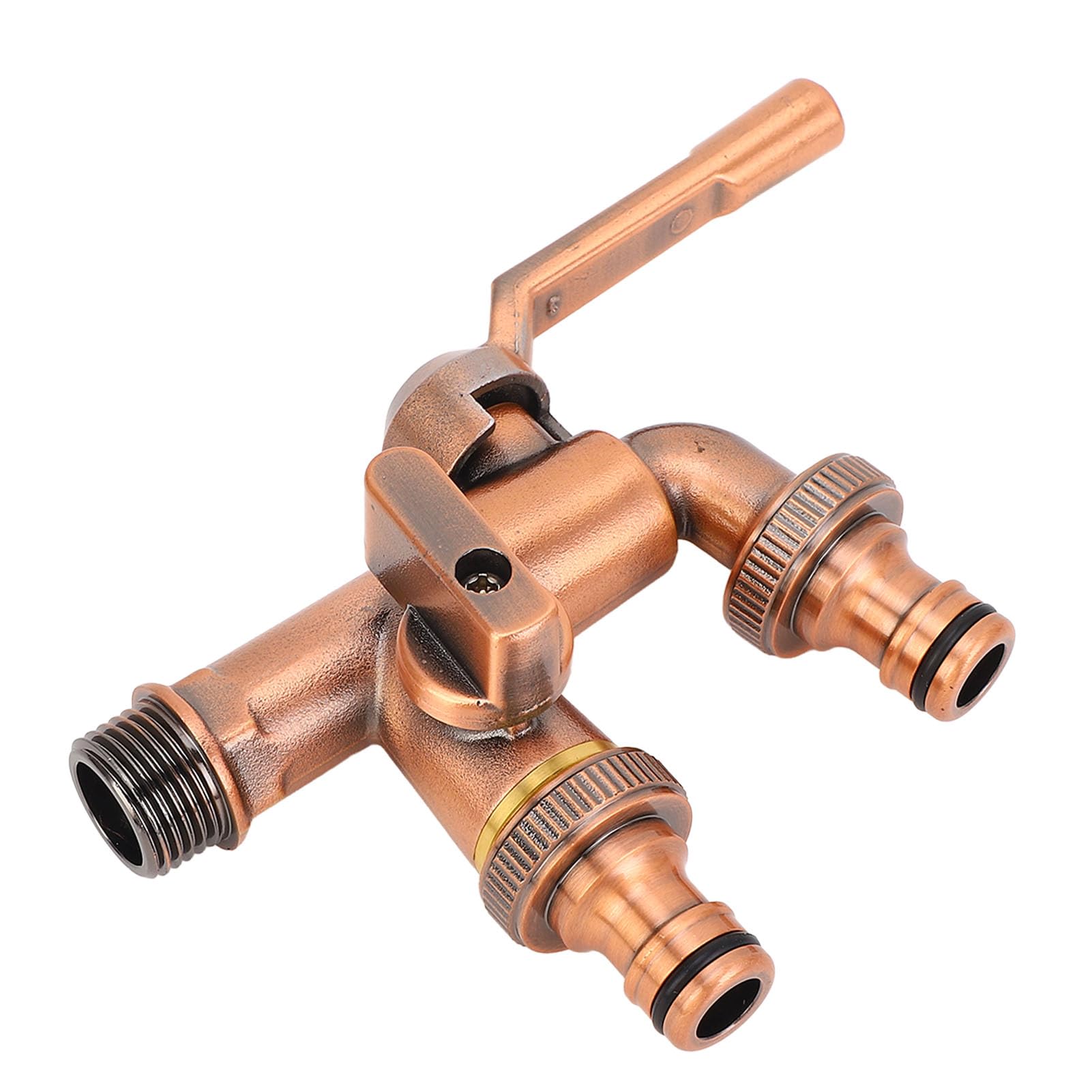 Robinet double en laiton de 3/4" avec distributeur de tuyau d'arrosage à 2 voies, double sorties de 25 mm, robinet de jardin extérieur