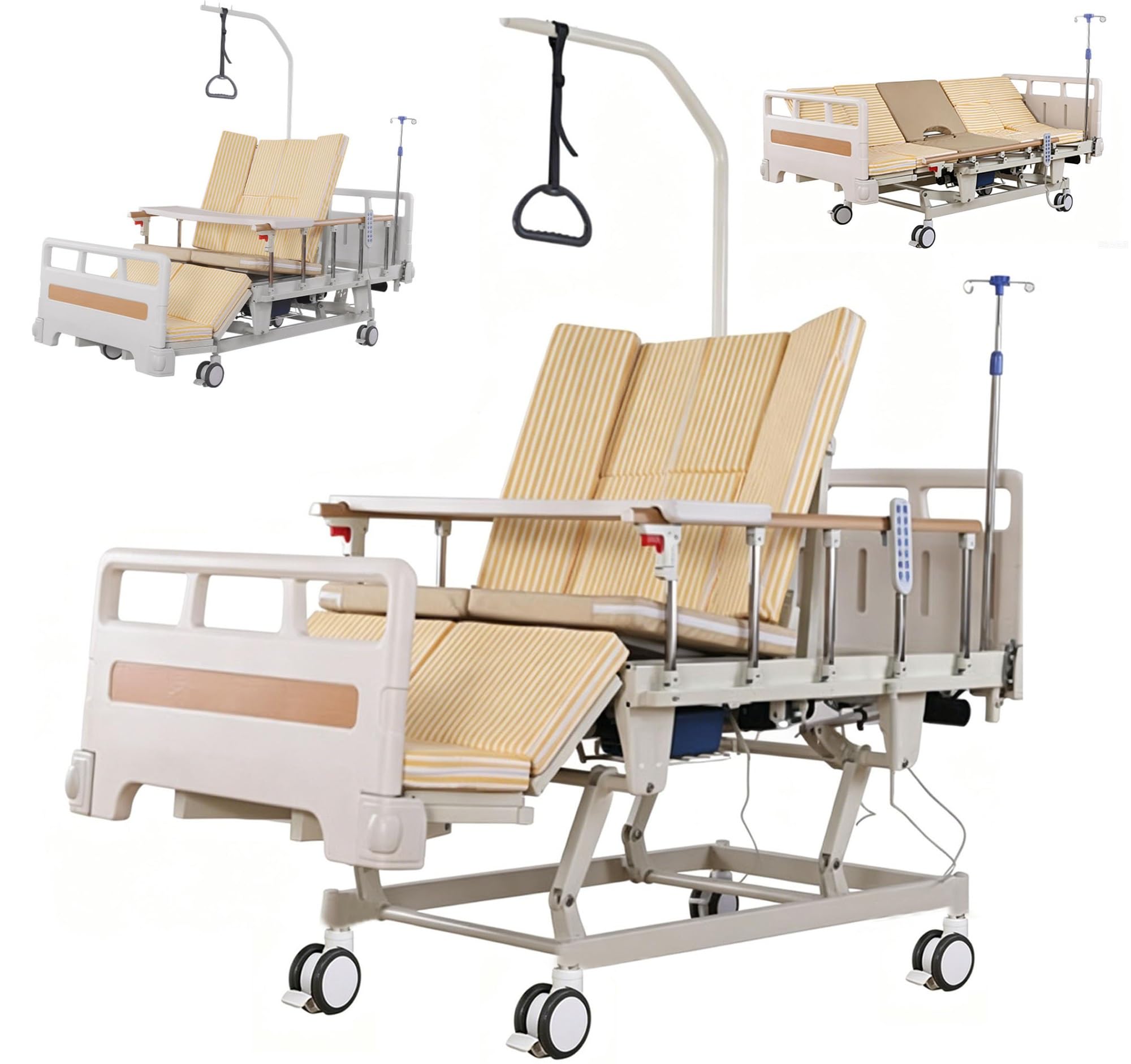 Lit d'allaitement électrique réglable de qualité supérieure, lit médical 10 fonctions avec télécommande, verrouillage individuel, pour soins à domicile et environnements hospitaliers