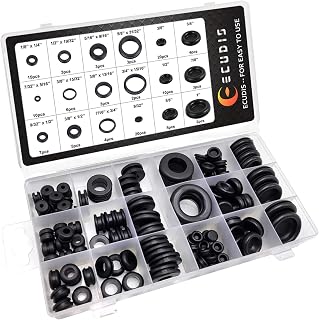 ECUDIS 125PC Rubber Grommet Firewall Hole Plug Assortment Set, Eyelet Ring Gasket Rubber Assortment, Set of 18 Different Sizes for a Variety of Uses (Planned and Unplanned)