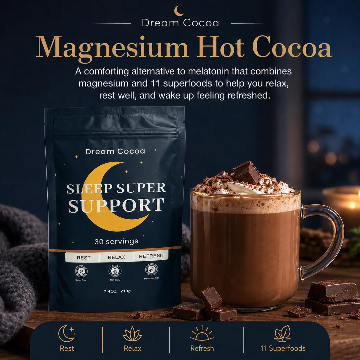 Magnesium Hot Cocoa – Melatonin-Free Natural Sleep Aid — Amazon image 2