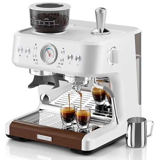 Espresso Machine, 58MM Professional Espresso Machine with Grinder Powerful Milk Frother Steam Wand 15 Bar Espresso Coffee Machine For Home Cappuccino & Latte Machine Stainless Steel