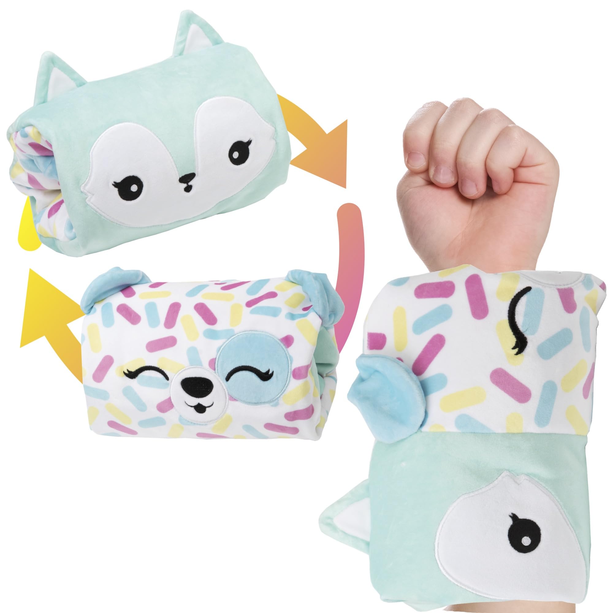 SmooshMiez - 2 in 1 Reversible Stuffed Animal Plushie - Cute Emotional Support Plush, Puppy + Fox, 9 inch