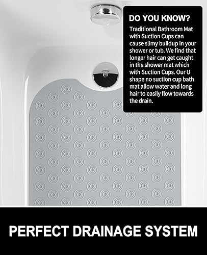 Miniatura 6 de OTHWAY Alfombrilla de baño sin ventosa tapete de baño extra largo de 39 x 16 pulgadas, perfecto para bañeras ordinarias o reacabadas Hecho de goma