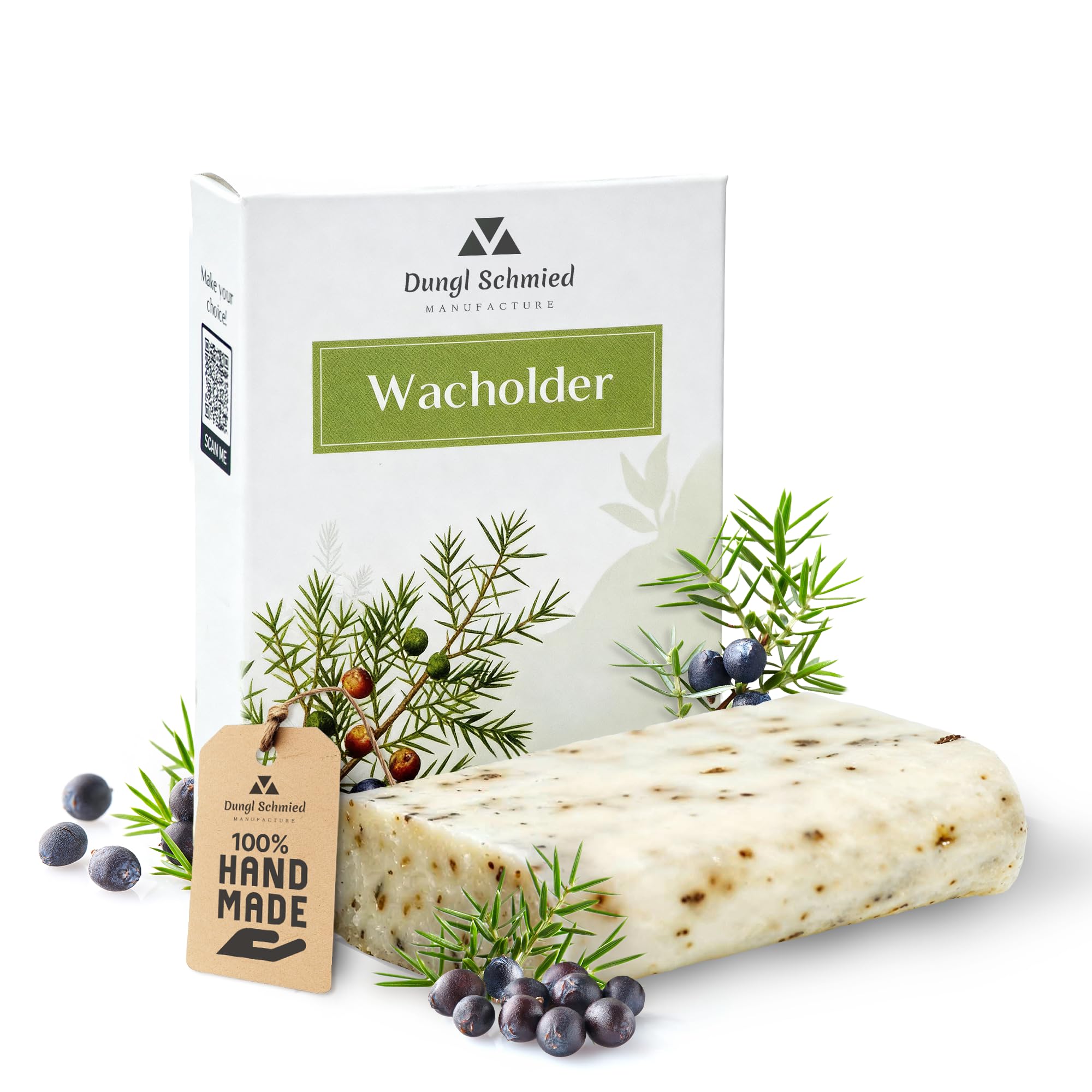 Dungl Schmied | Wacholder Seife | Handgemacht | 100g Seifenstück | Ohne Palmöl | Vegan | Naturseife mit natürlichen Inhaltsstoffen | Für alle Hauttypen