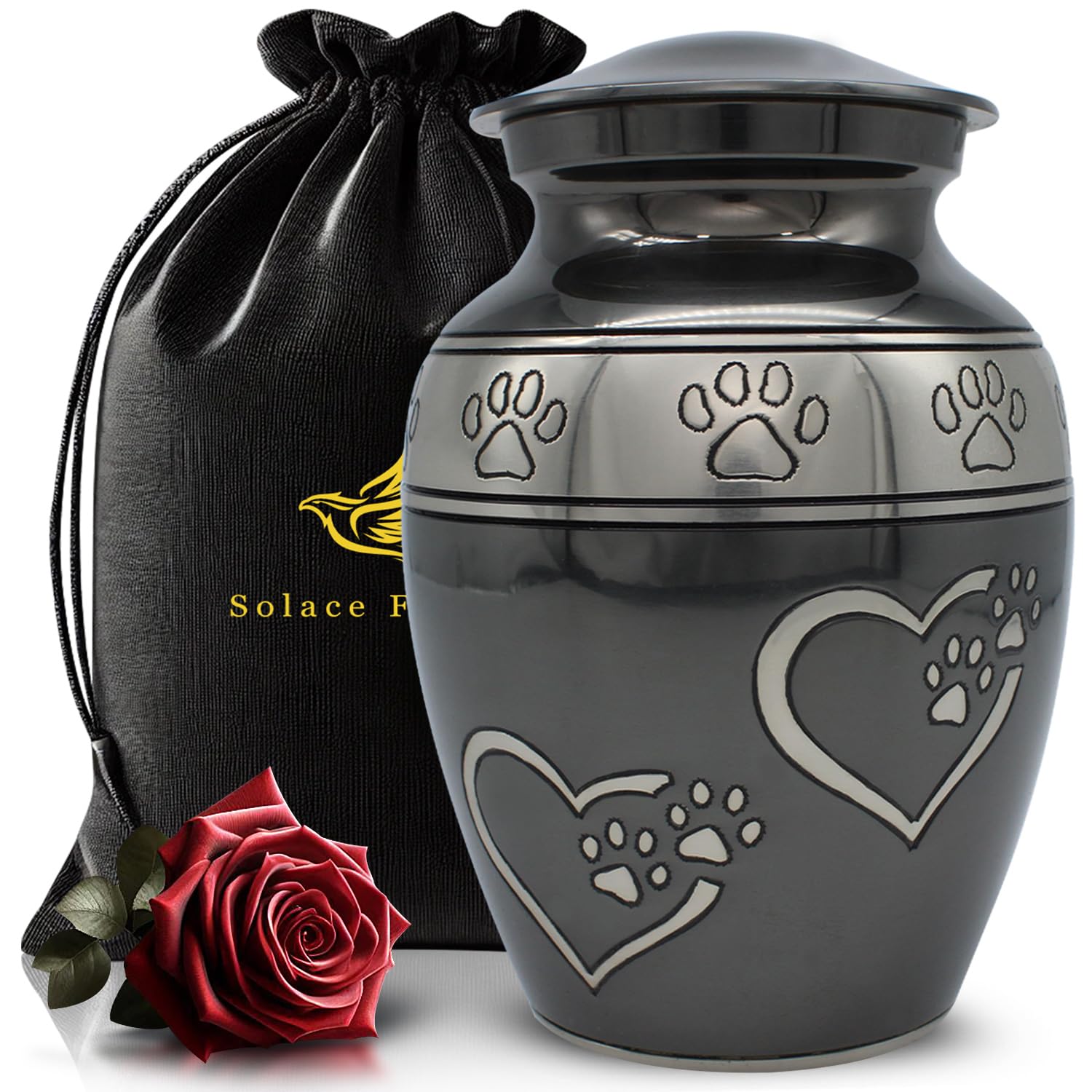 Medium Pet Urns for Ashes - Urn for Dogs & Cats - Honor Your Loved Furry Friend with Pet Cremation Urns - Paw Print Urn for Dogs & Cats (Slate Gray, Medium)
