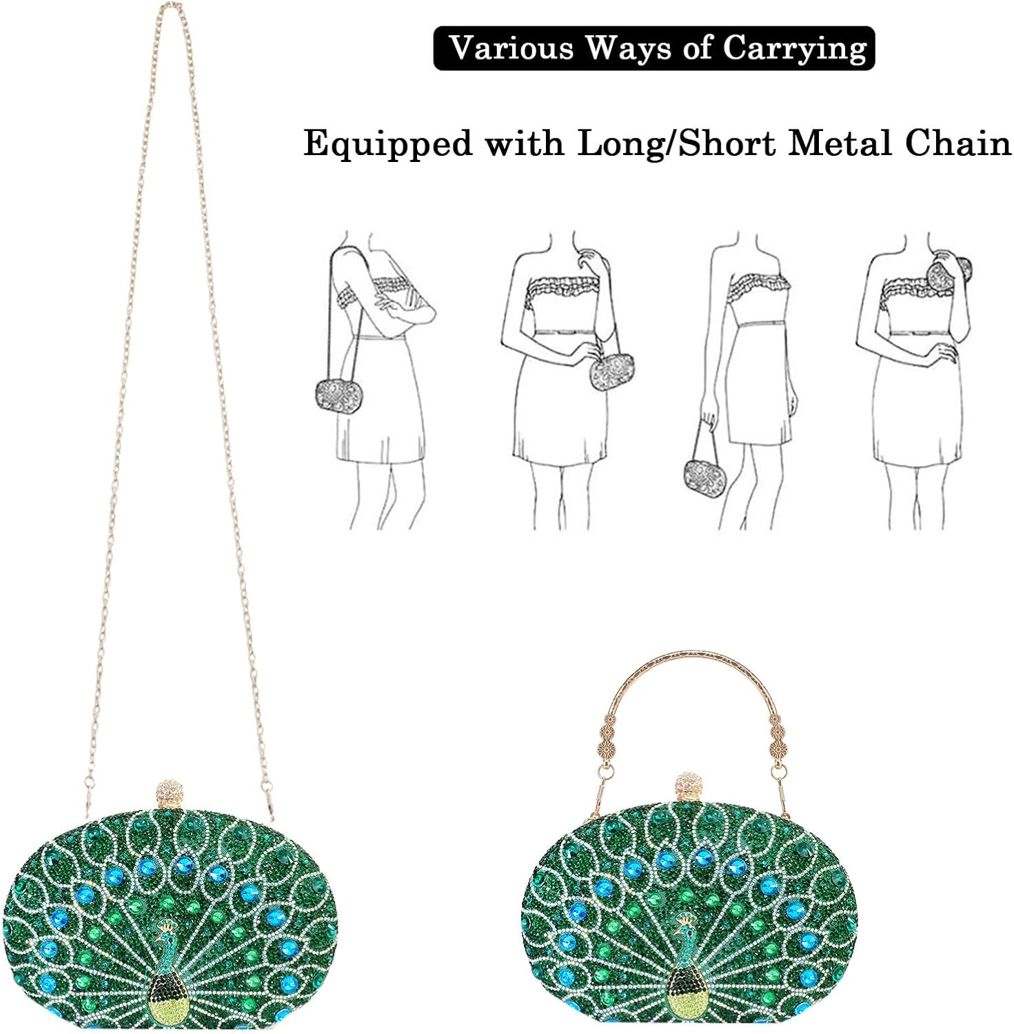 Rhinestone Evening Clutch Purses for Women Evening Clutch bag Crossbody & Shoulder Bag For Wedding Night out Party - Image 4